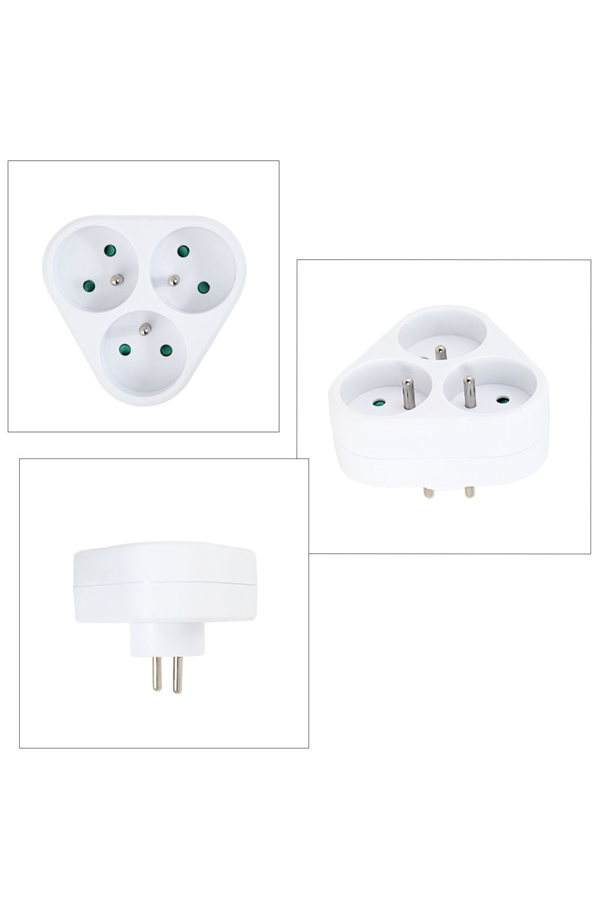 OEM-Adaptor priză triunghiulară, 3680W, 16A, cu împământare, dimensiuni 87 x 87 x 75 mm, alb 5
