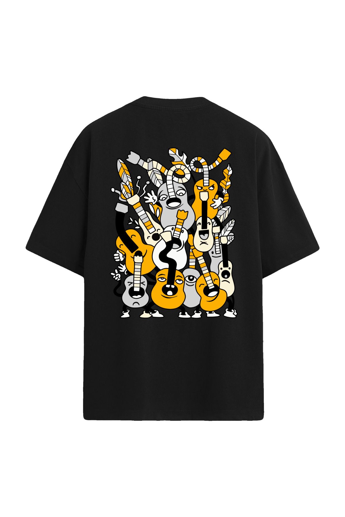 Colermi Gitar Temalı Sırt Baskılı Oversize T-Shirt