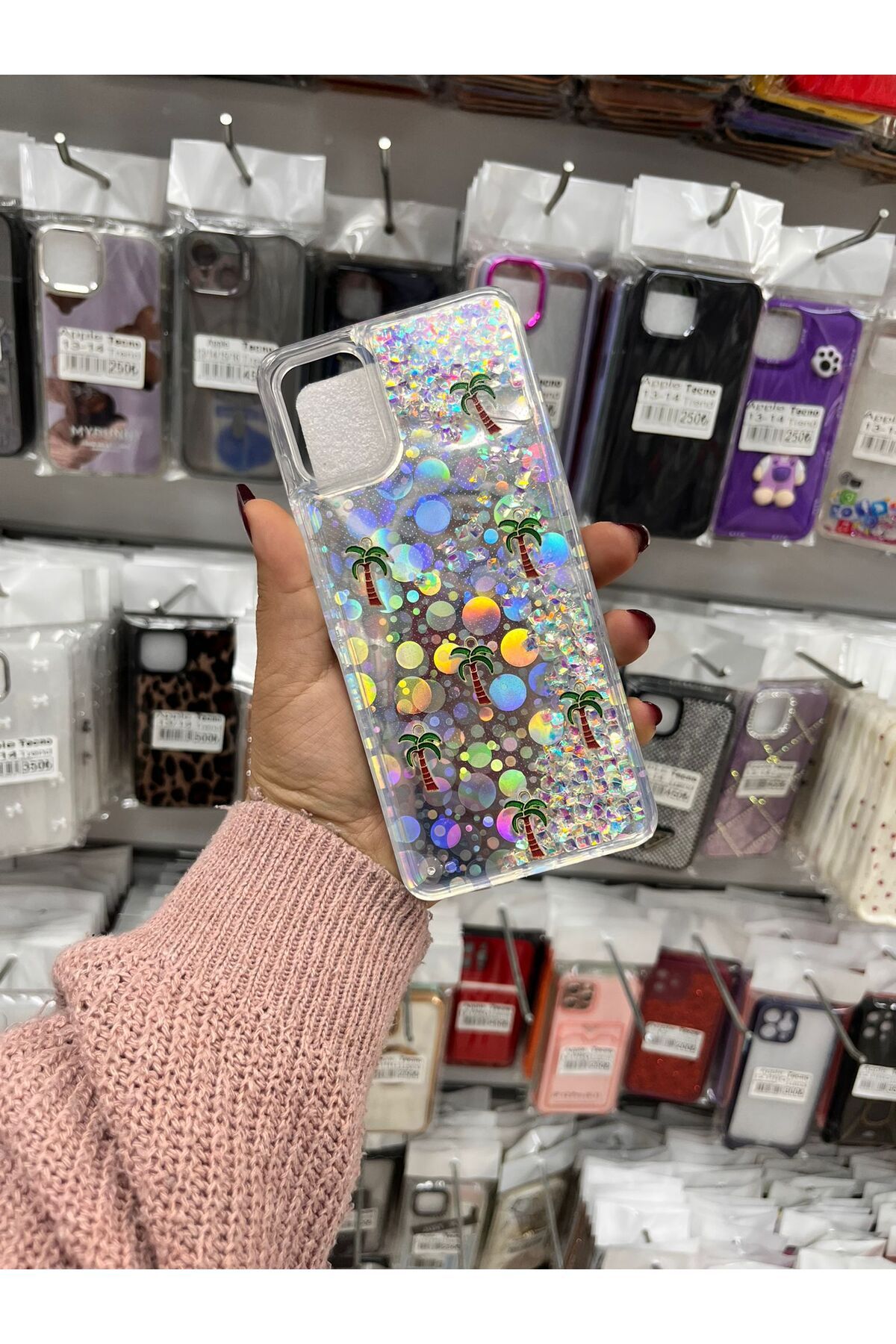 TECNOTREND Oppo A55 sıvı parıltılı Hologramlı şeffaf silikon kılıf