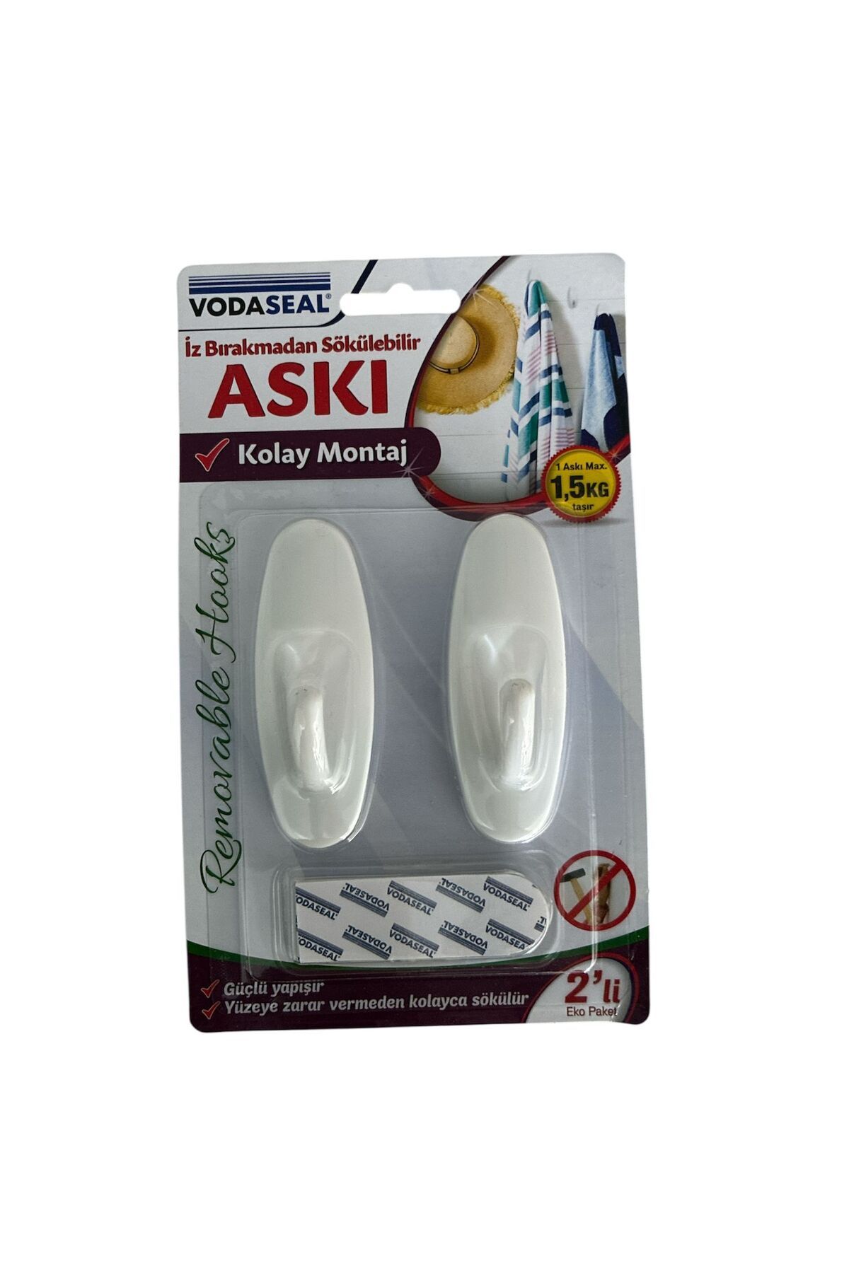 Vodaseal İZ BIRAKMAYAN SÖKÜLEBİLİR OVAL ASKI BEYAZ BÜYÜK VODASEAL