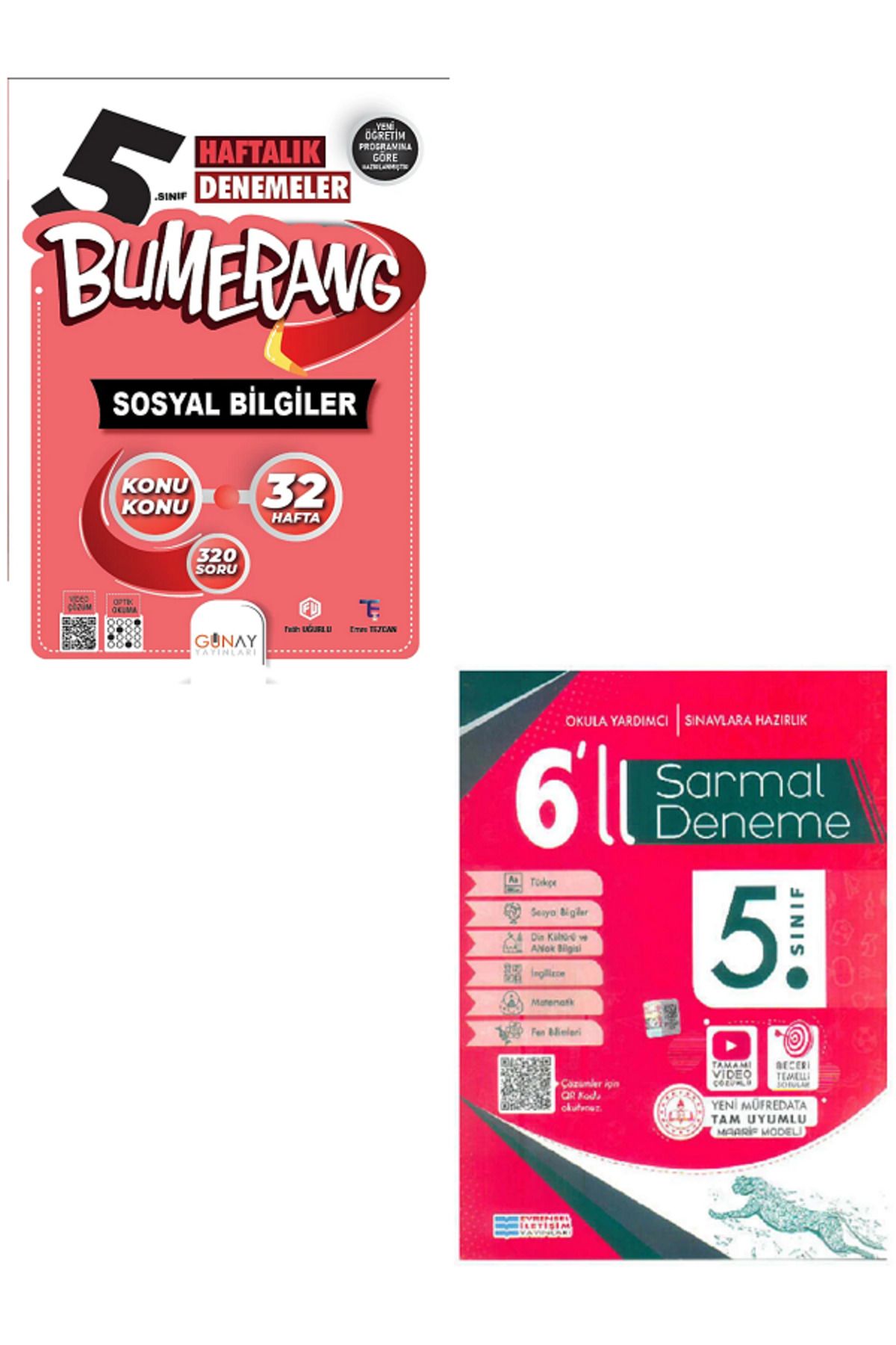 Evrensel İletişim Yayınları 5.Sınıf Günay Bumerang Sosyal Bilgiler 32 Haftalık Denemeler + 5.Sınıf Evrensel 6'Lı Deneme /2 KİTAP