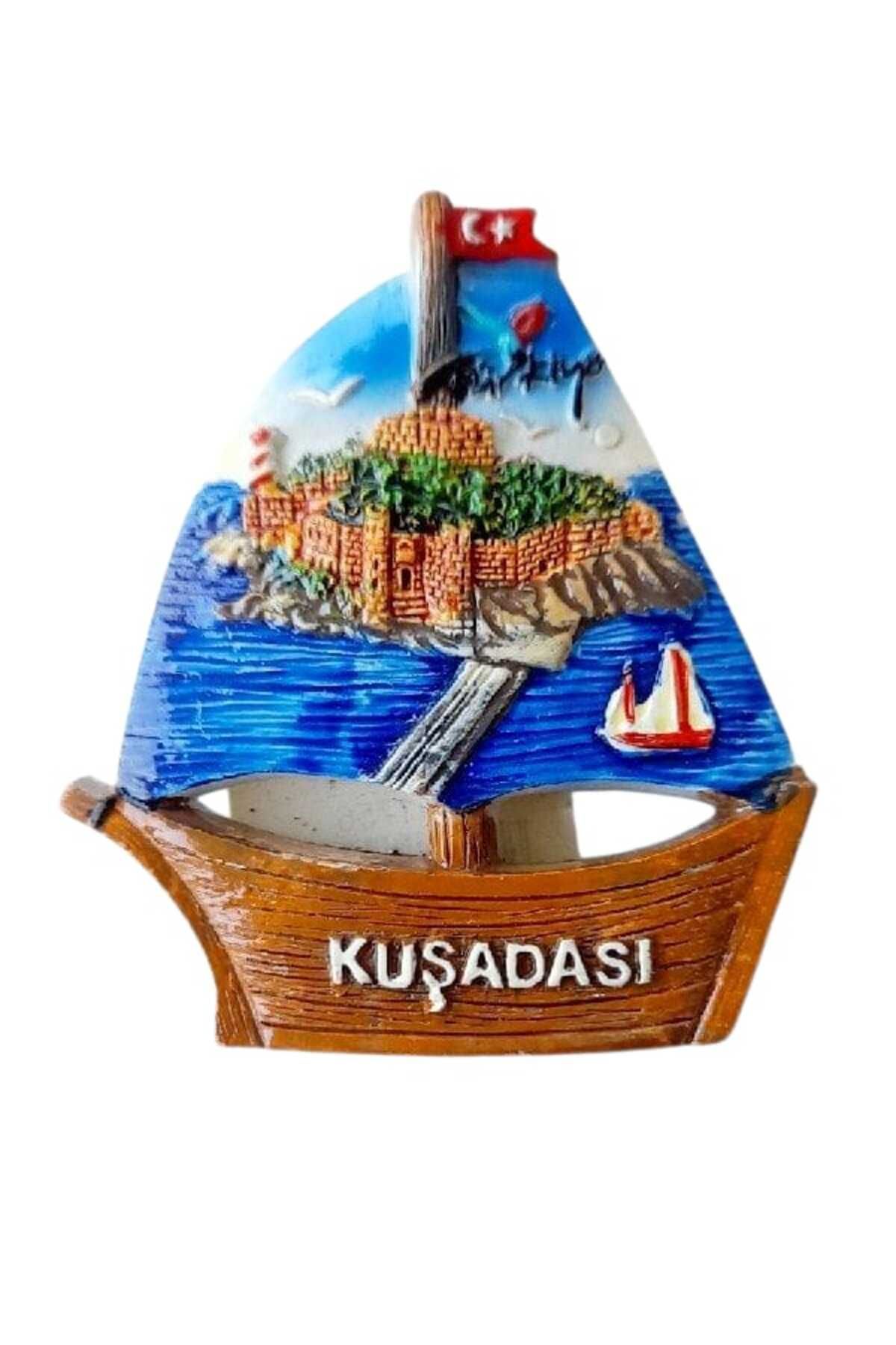 Ellanın Çarşısı Kuşadası Gemi Figürlü Magnet Kabartmalı Polyester 1 Adet. Boyut: 7 cm x 6 cm