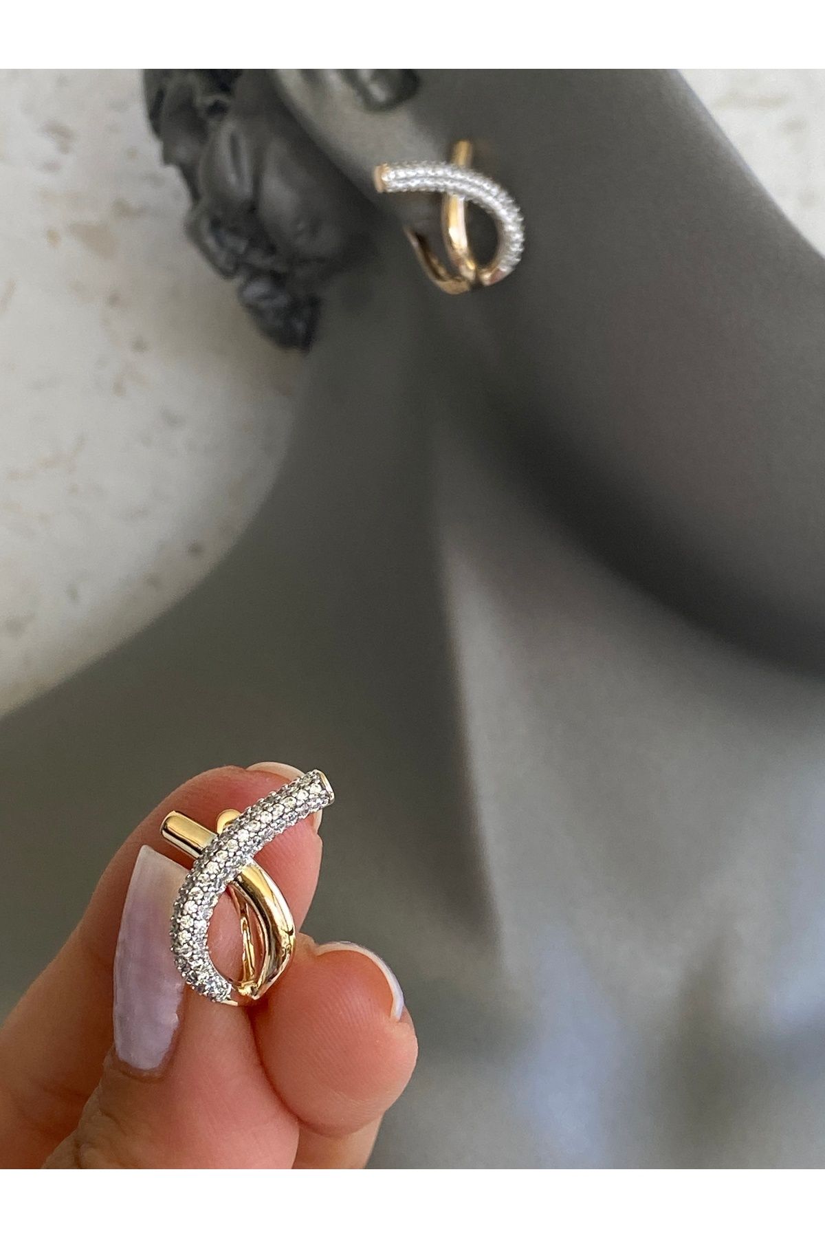 Lucios ALTIN İŞÇİLİKLİ KURDELA ROSE GOLD KÜPE