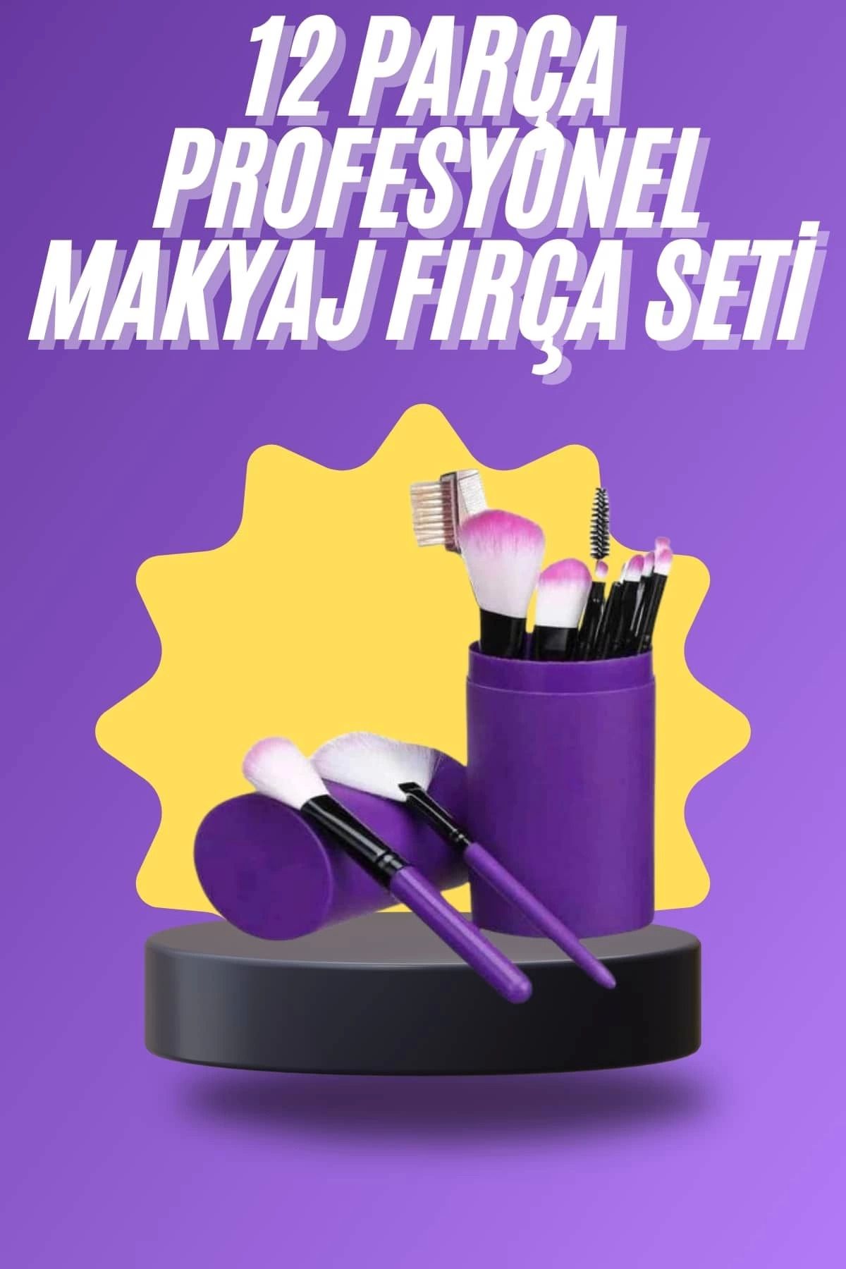 Emper 12 Parça Makyaj Fırça Seti Profesyonel Fondöten Allık Far Kontür Fırçası