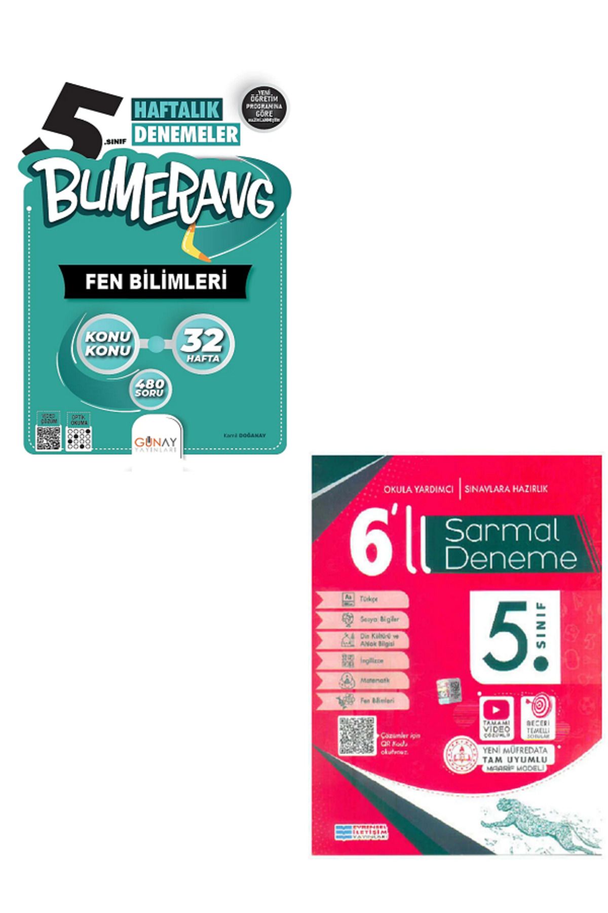 Evrensel İletişim Yayınları 5.Sınıf Günay Bumerang Fen Bilimleri 32 Haftalık Denemeler + 5.Sınıf Evrensel 6'Lı Deneme / 2 KİTAP