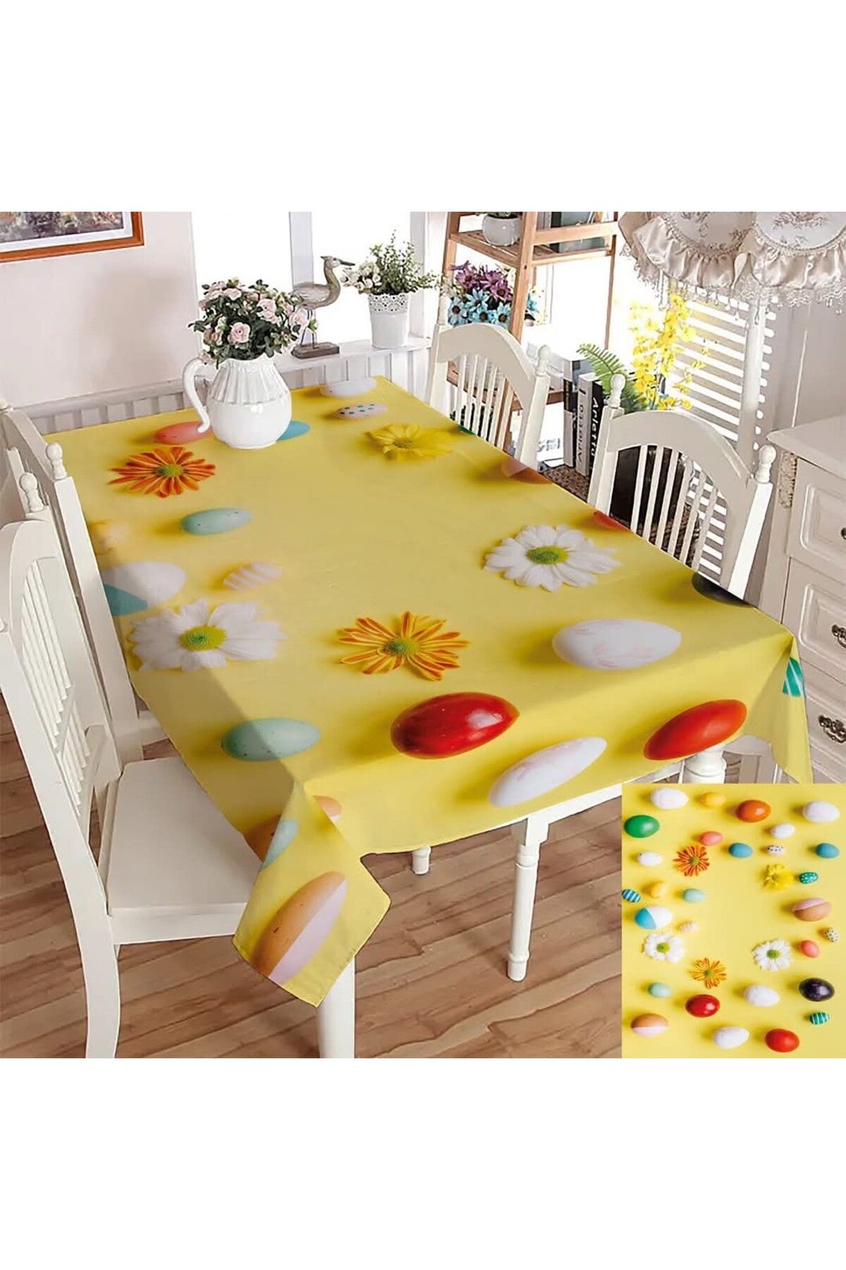 Cardea Home Collection paskalya daisy temalı masa örtüsü