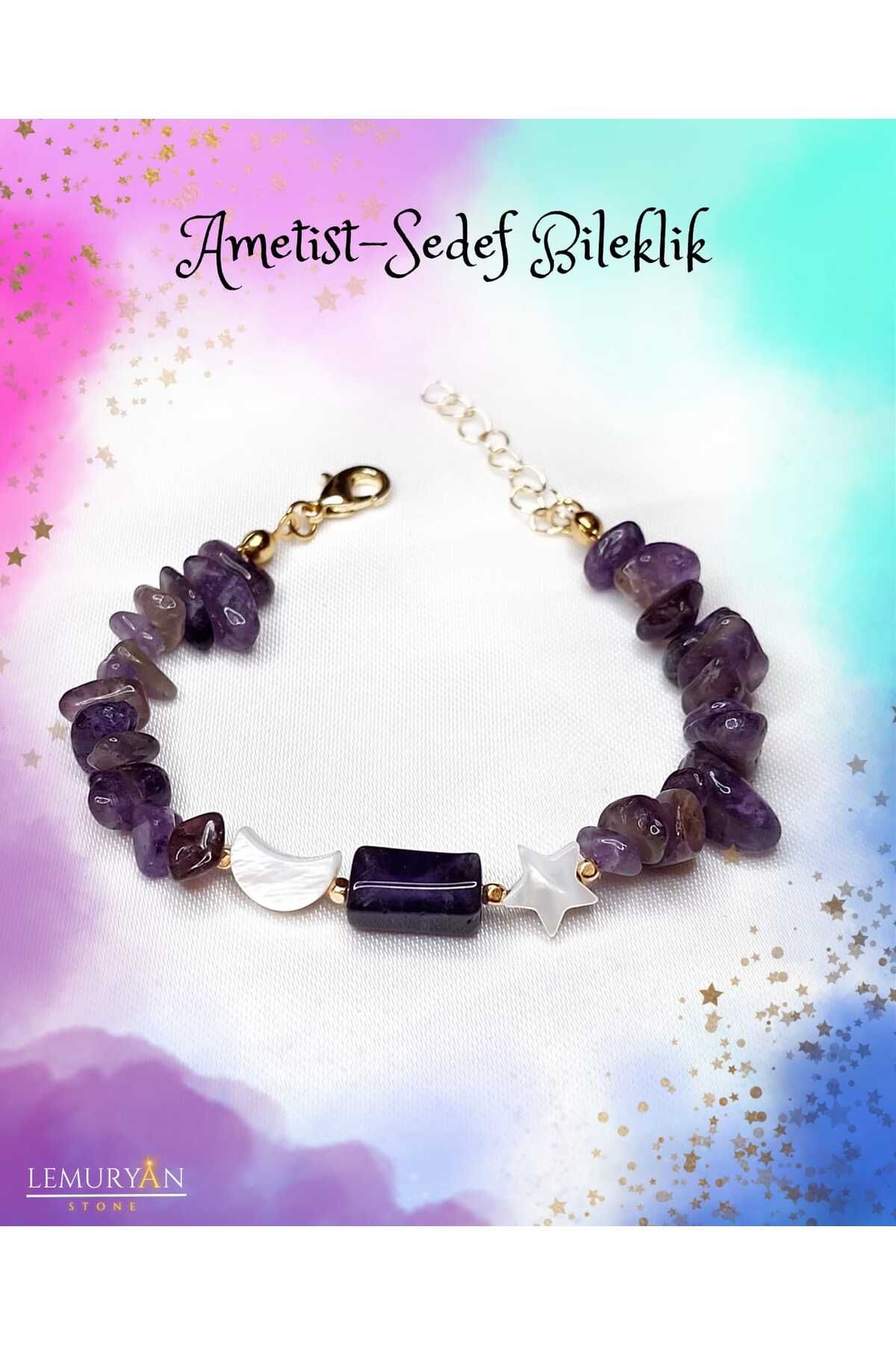 Herkimer Doğal Taş Ametist & Tasarım Doğaltaş Bileklik