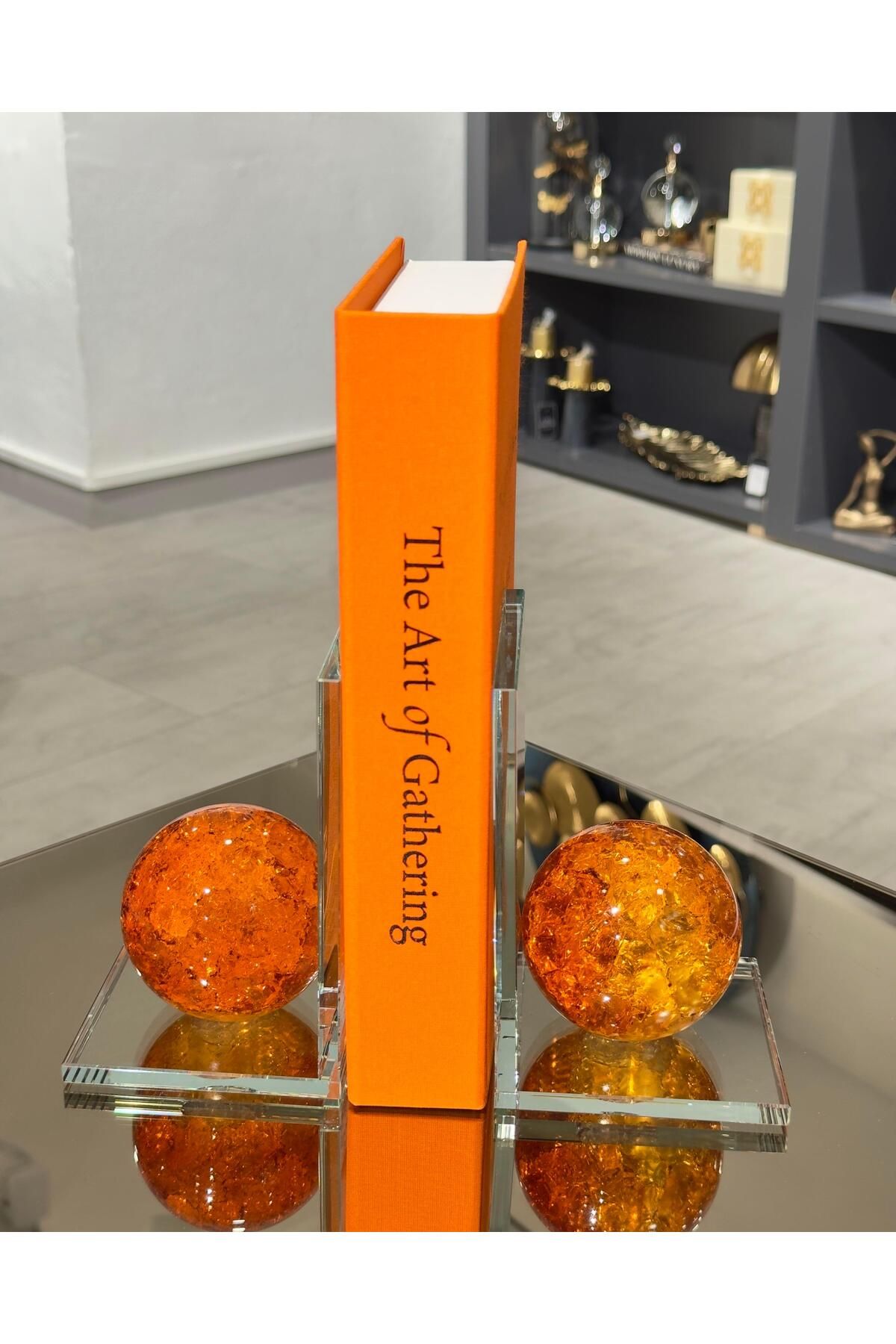 Lara Decor Kristal Küre Kitap Tutucu Turuncu