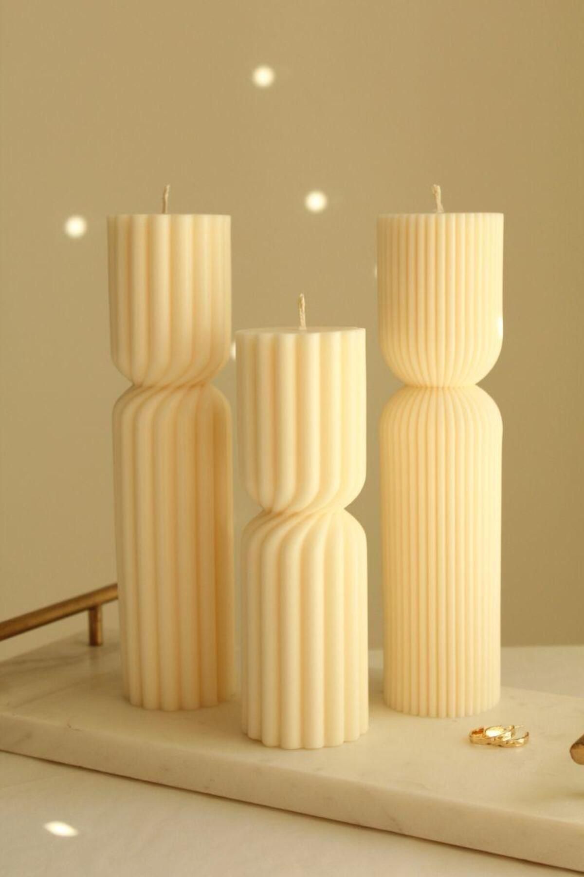 SCA CANDLE Dekoratif Mum Çokgen 20 CM Mum toplam 3 parça