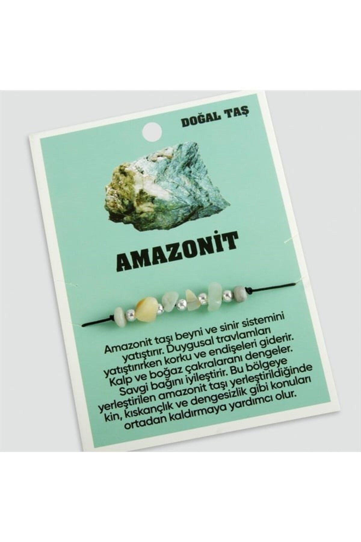 Fikart Amazonit Doğaltaşlı İp Bileklik Yeşil