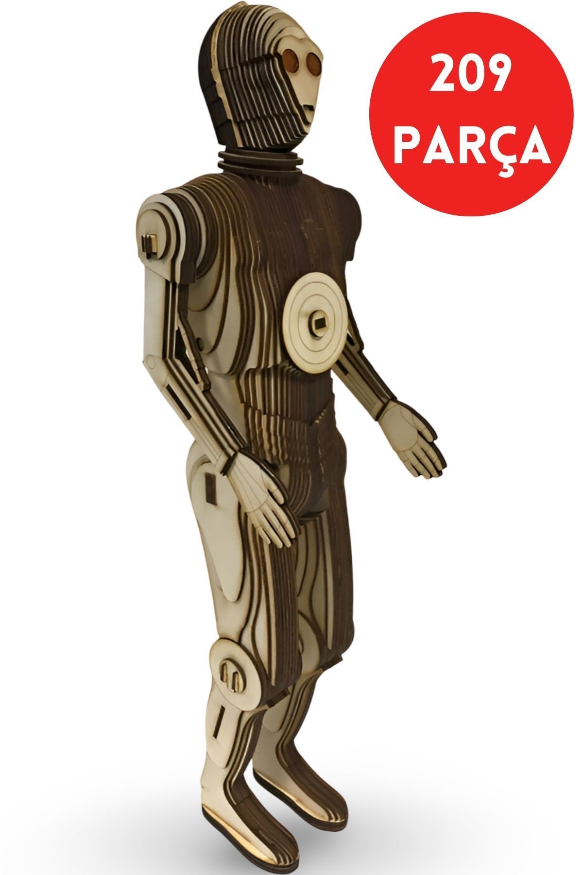 ALGWOOD Ahşap C-3PO Robot Maketi - 3D Puzzle MDF Kit - Ahşap Star Wars Karakter Maketi