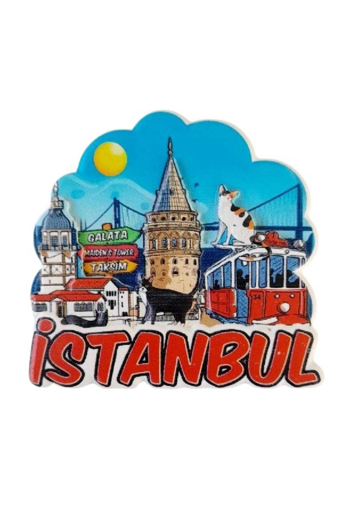 Ellanın Çarşısı İstanbul Magnet Kabartma Galata Figürlü Polyester 1 Adet. Boyut: 7,5 cm x 6,5 cm