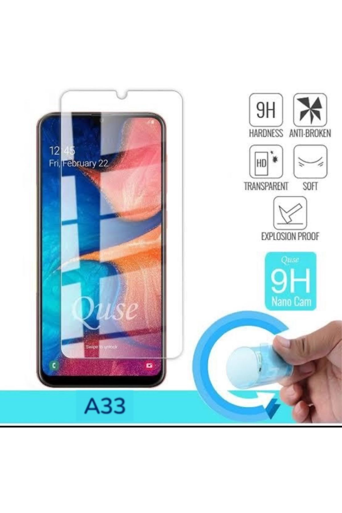 TEKNOPARKTA Samsung A33 Ekran Koruyucu Nano Kırılmaz Cam Tam Kaplayan