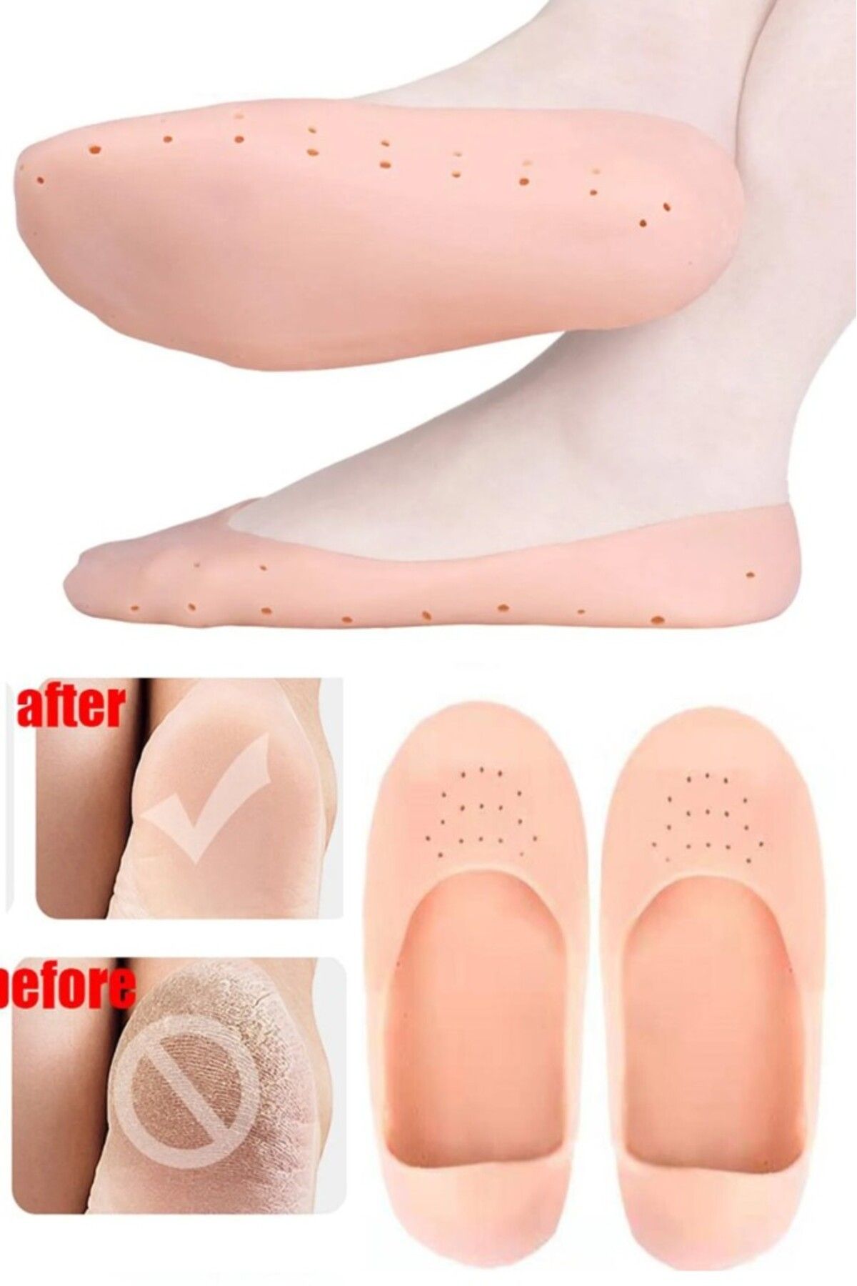 Bunyon 39-42 Erkek Topuk Çatlağı Çorabı Silikon Patik Çorap Ölü Deri Atma Ayak Bakımı Peeling Ayak Maskesi