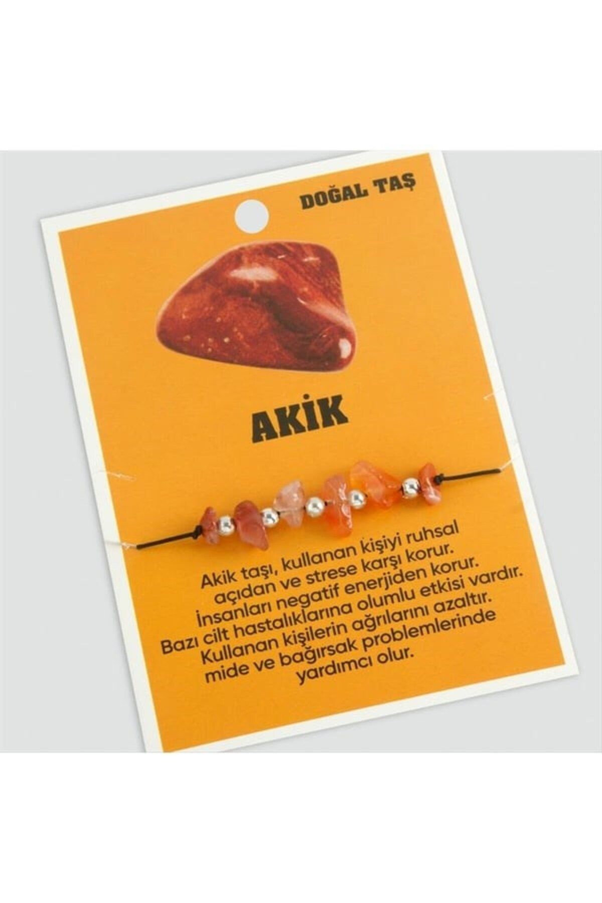 Fikart Akik Doğaltaşlı İp Bileklik Kahverengi