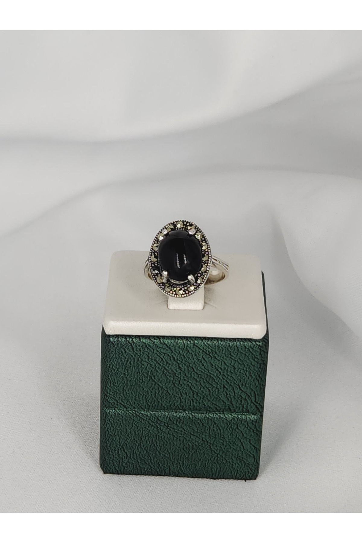 collawood Obsidyen Taşlı Gümüş Yüzük