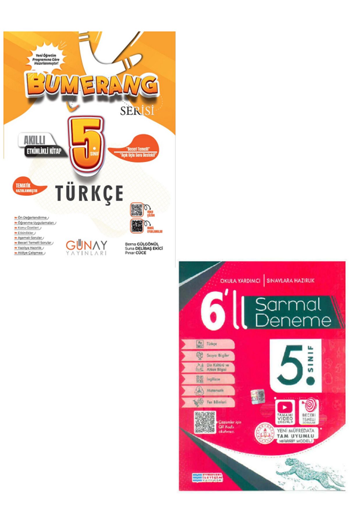Evrensel İletişim Yayınları 5.Sınıf Günay Bumerang Türkçe Akıllı Etkinlikli Kitap + 5.Sınıf Evrensel 6'Lı Deneme / 2 KİTAP