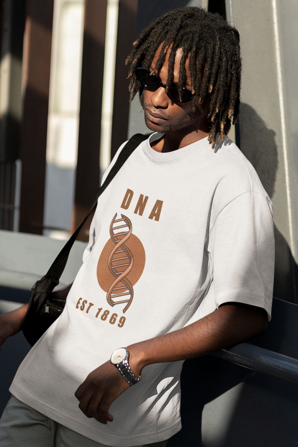 Uniquetex NUBENSE / DENGA-01 - Oversize Unisex Teleskop Baskılı Beyaz Bisiklet Yaka T-shirt (Bilim Tişört)