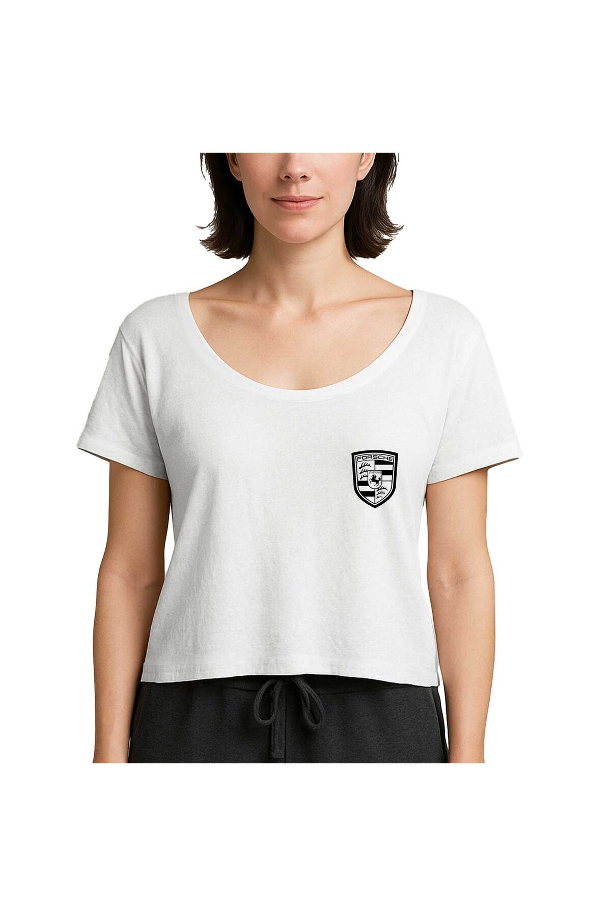 Z zepplin Porshe Logo Black Beyaz Kadın Tişört