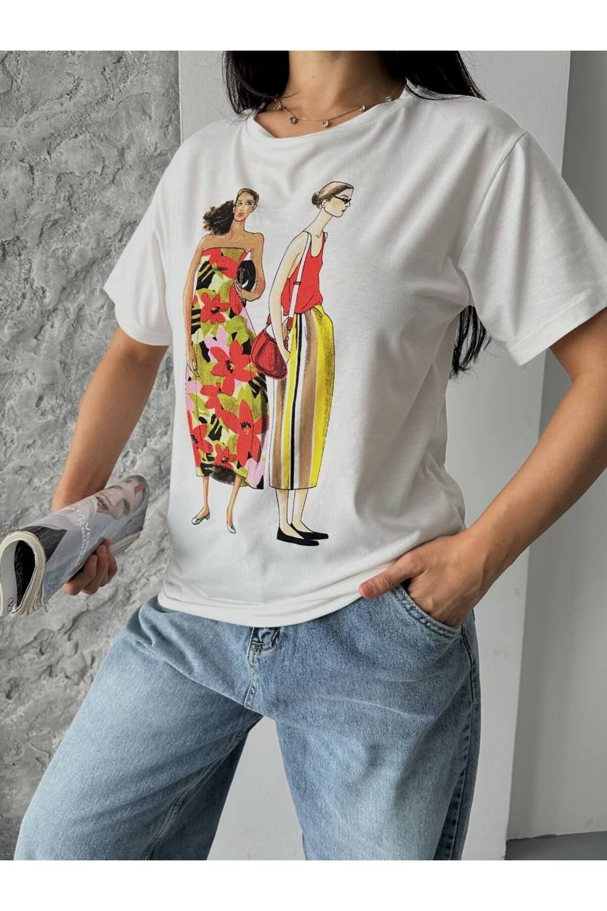 DİMA Kısa Kollu Bisiklet Yaka Baskılı T-Shirt