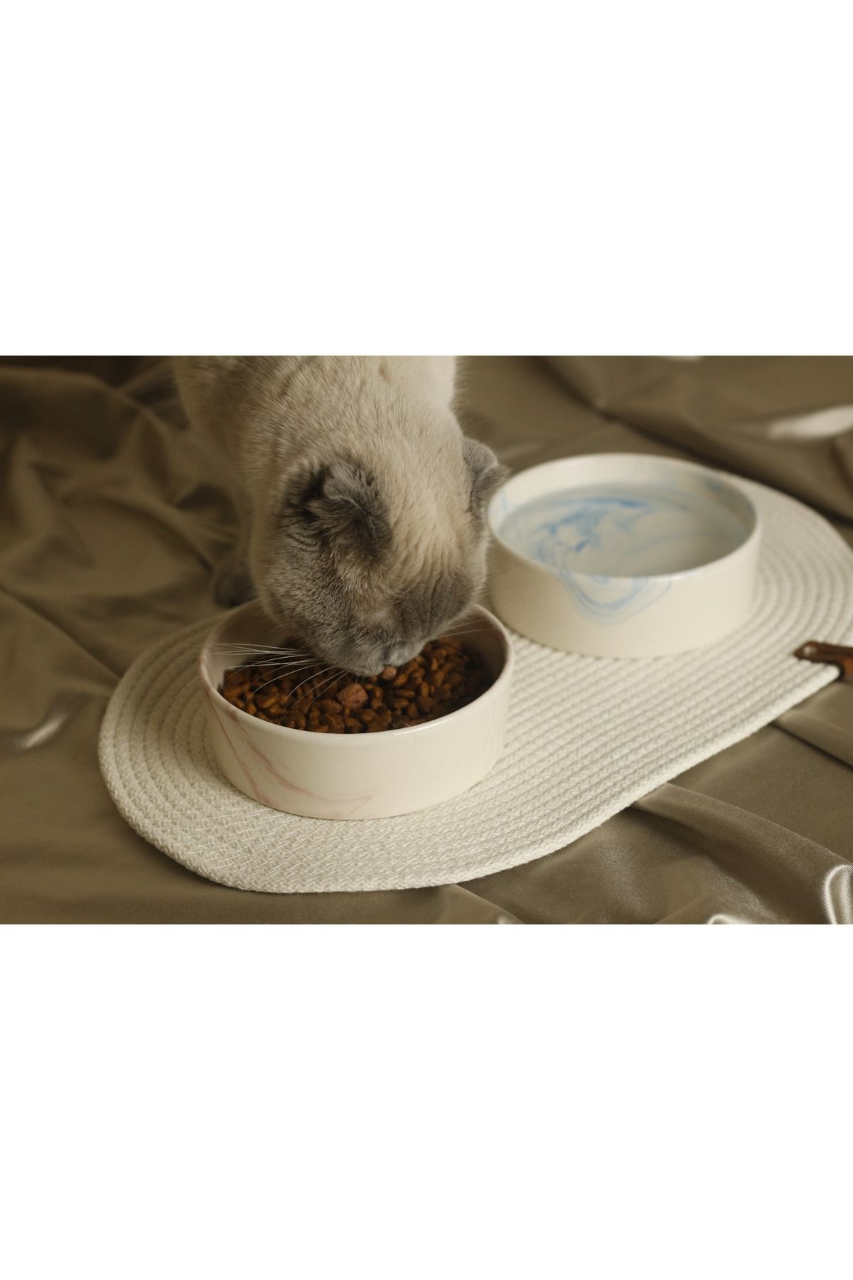 ARKHERA 2li Seramik Kedi köpek mama kabı ve Supla set