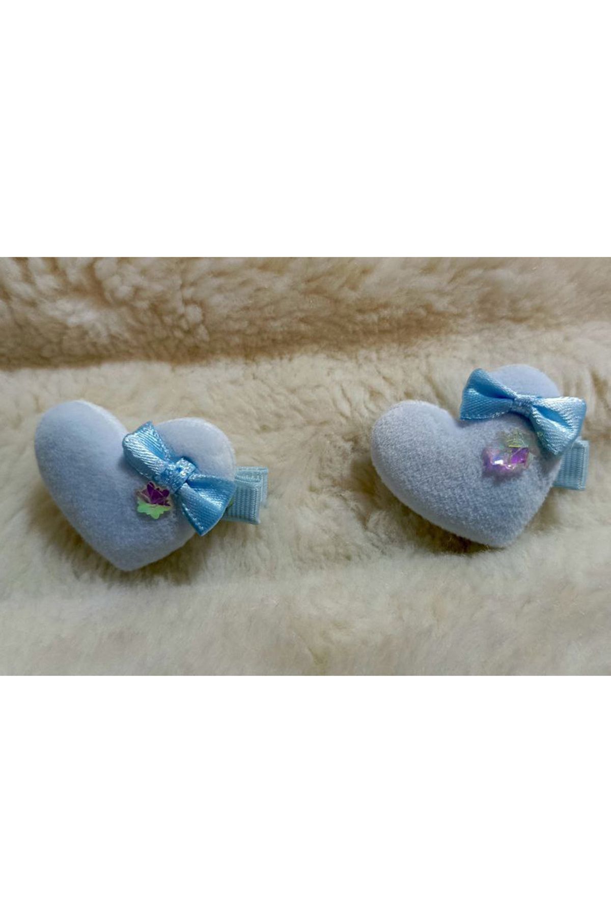 MODAELMAS1 Sevimli Peluş Kalp Toka - Kız Çocuk Aksesuarı