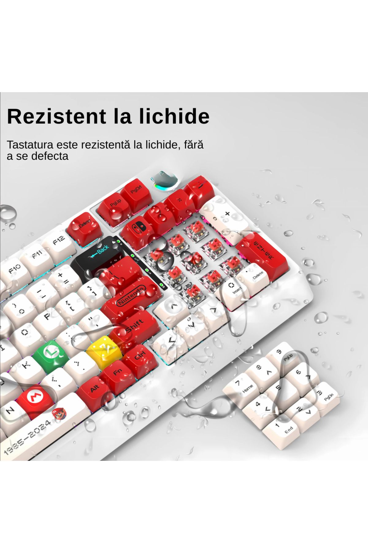 LUDORA-Mechanical Gaming Keyboard, Rainbow RGB Lighting, USB Cable, Mechanical Switch, 98 Buttons 8