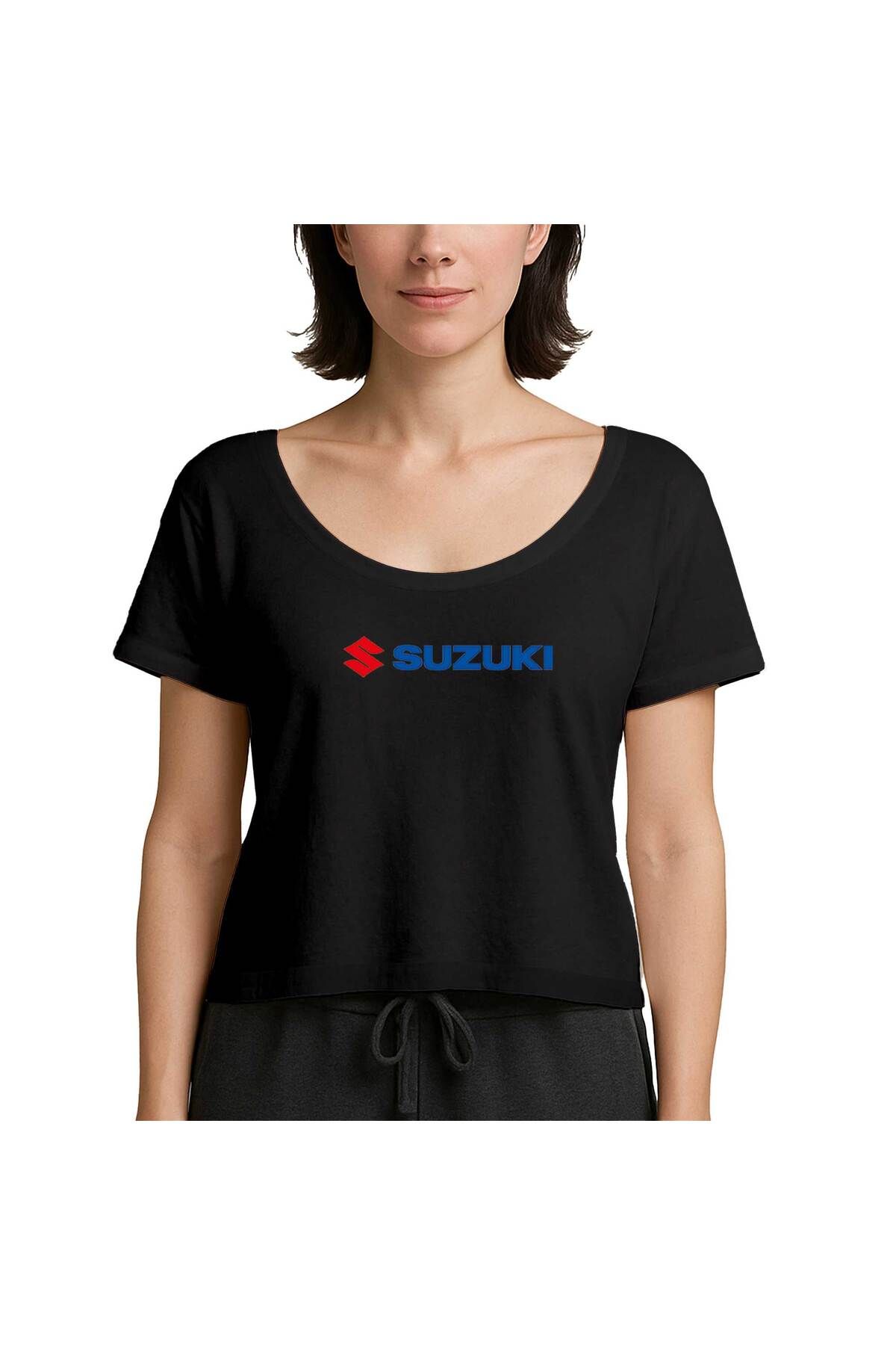 Z zepplin Suzuki Motorcycle Logo Siyah Kadın Tişört