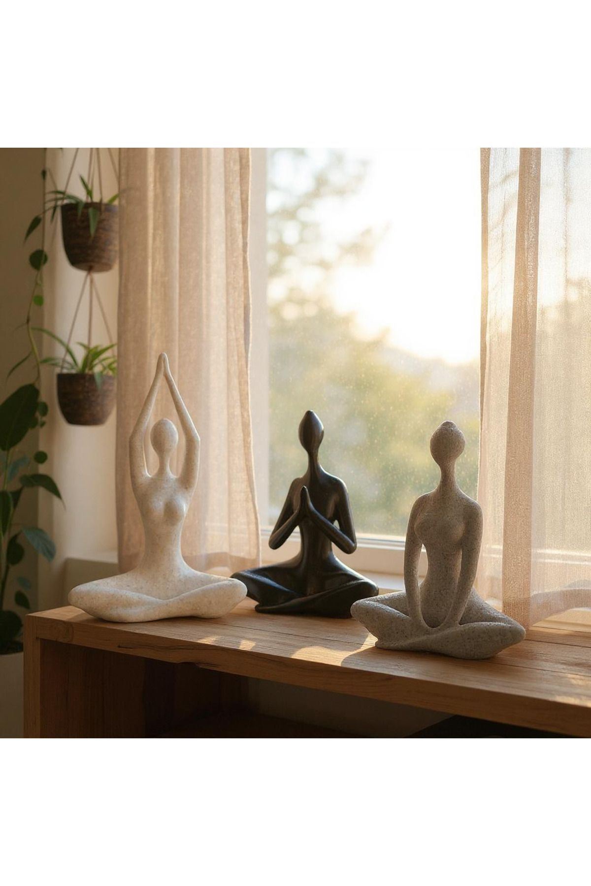 Qans Bilisim 3’LÜ YOGA NAMESTE BİBLO SET HEYKEL 3D PRİNT, HEDİYELİK