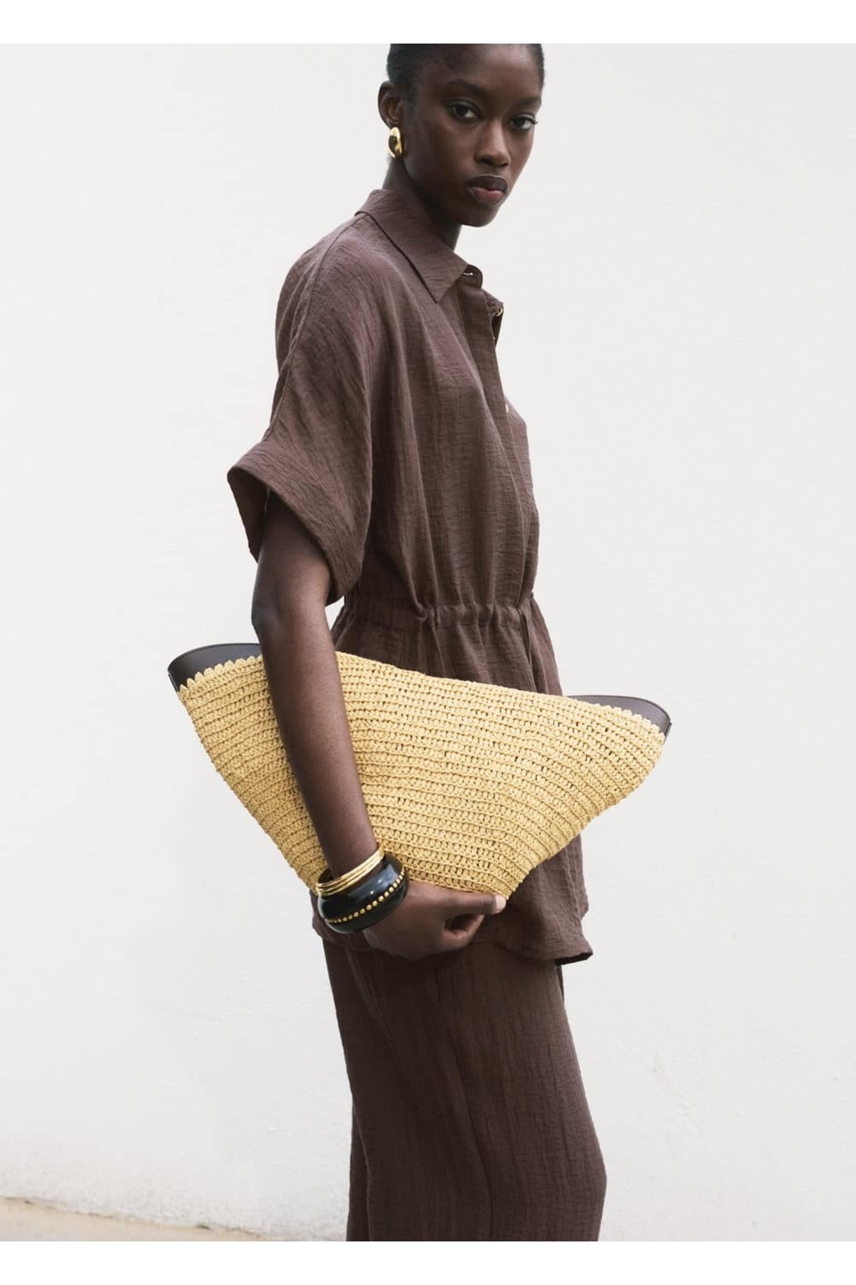 Ayarlanabilir bel lyocell gömleği