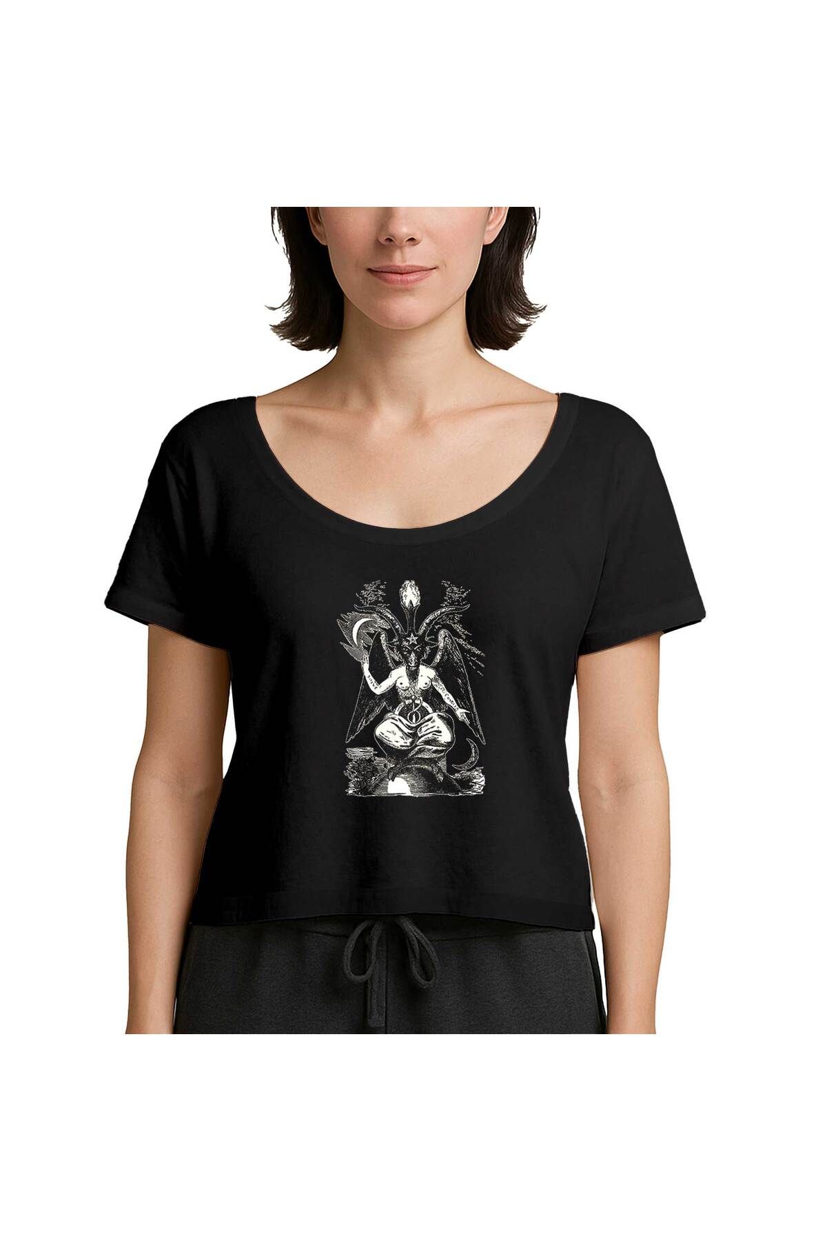 Z zepplin Baphomet Cliphas Levi Del Siyah Kadın Tişört