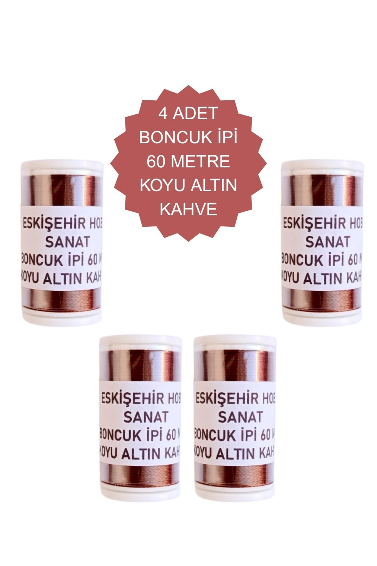 Eskişehir hobi sanat 4 Adet 60 Metre Koyu Altın Kahve Renk Kum Boncuk ipi Boncuk İşleme ipi Miyuki ipi
