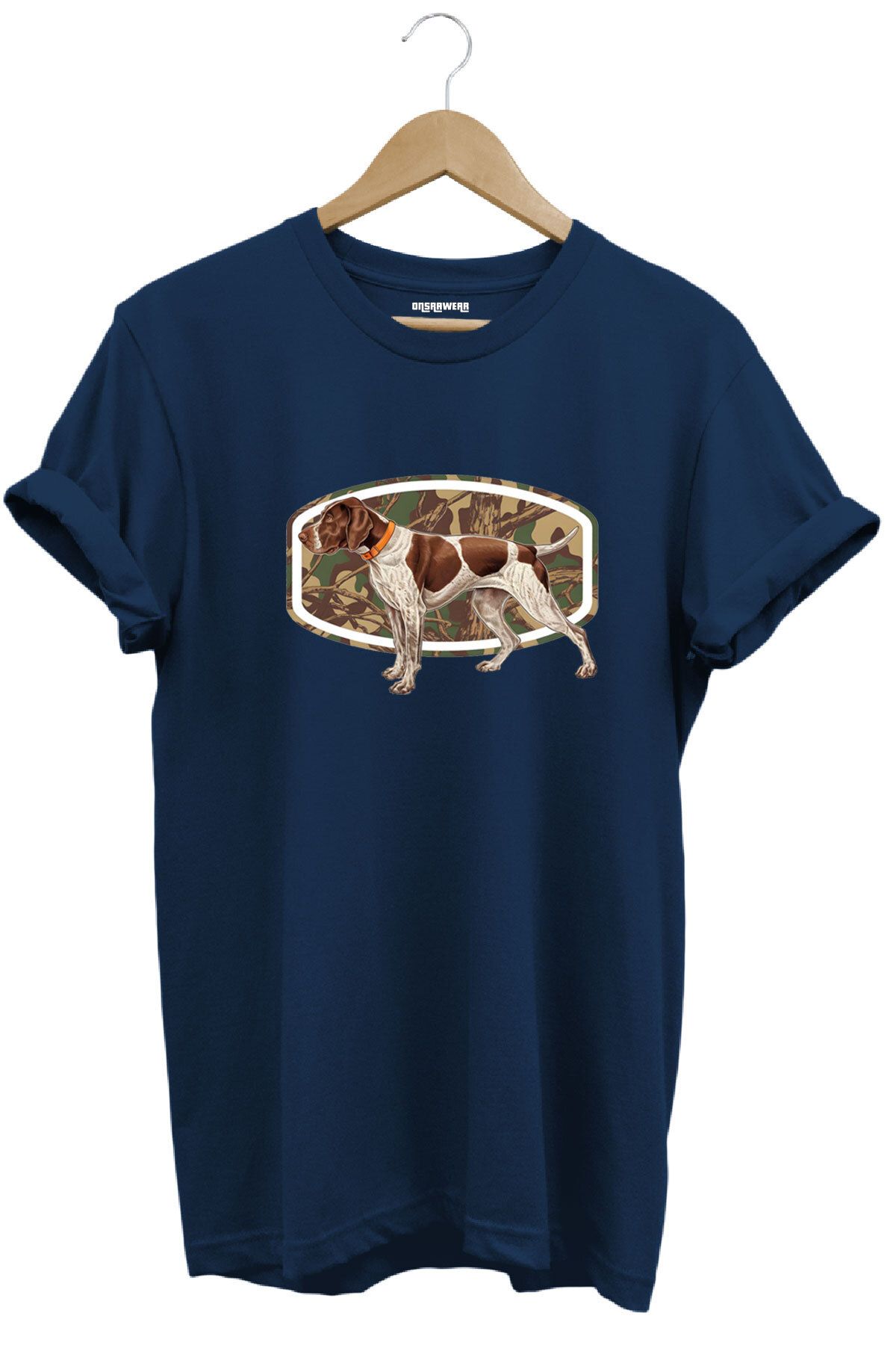 onsrawear Avcılık Pointer Av Köpeği Tasarım Baskılı Unisex %100 Pamuk Basic T-shirt