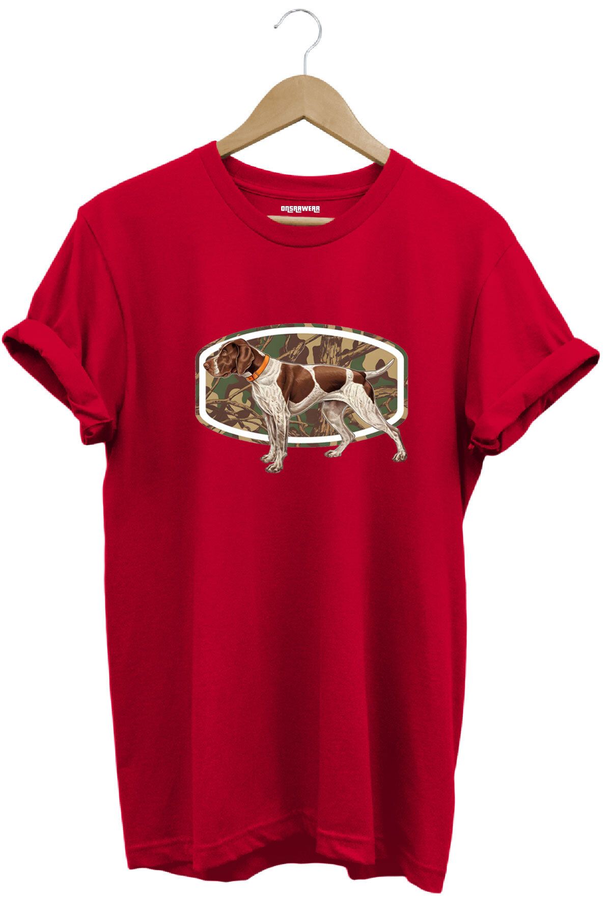 onsrawear Avcılık Pointer Av Köpeği Tasarım Baskılı Unisex %100 Pamuk Basic T-shirt