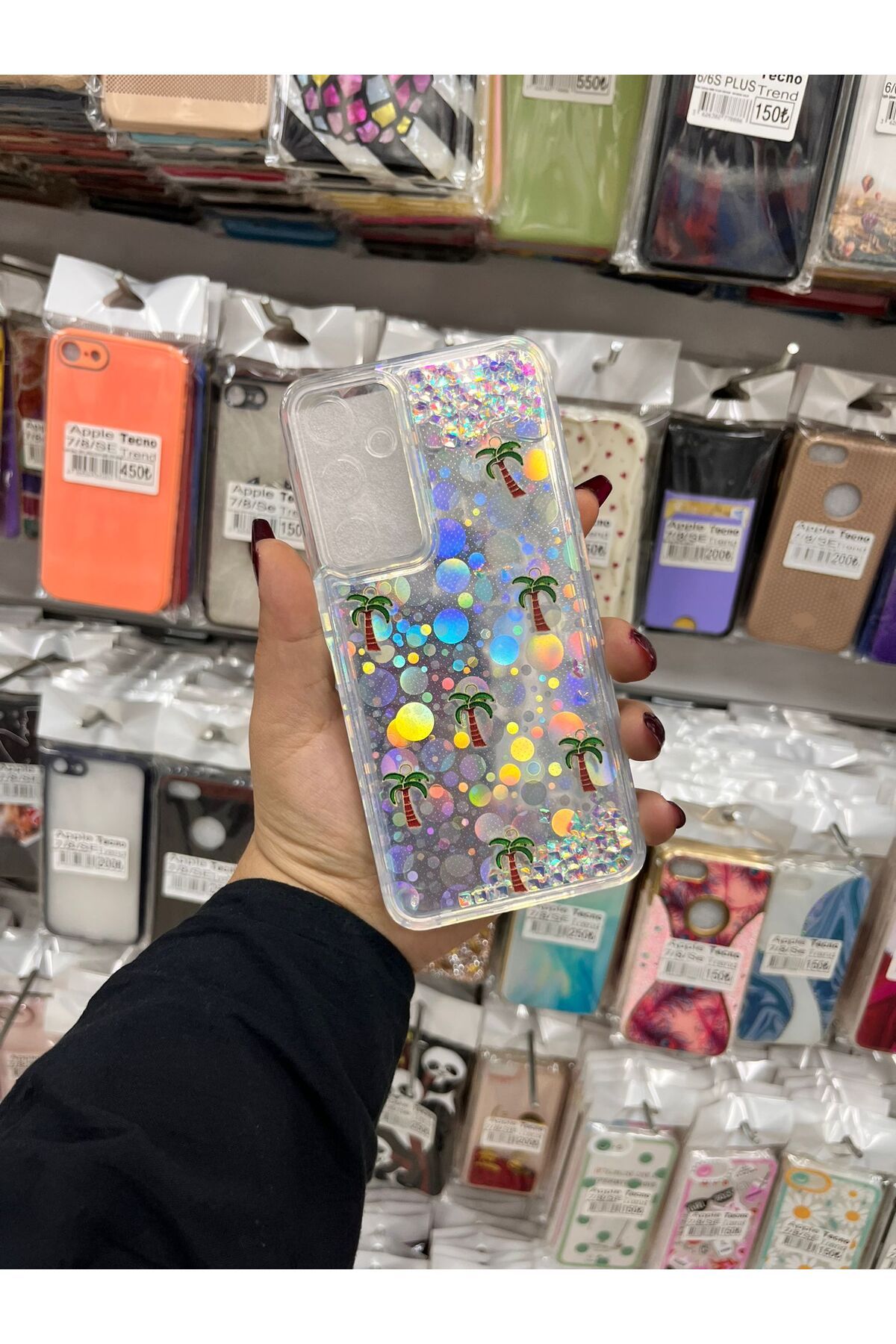 TECNOTREND Galaxy A55 sıvı parıltılı Hologramlı şeffaf silikon kılıf