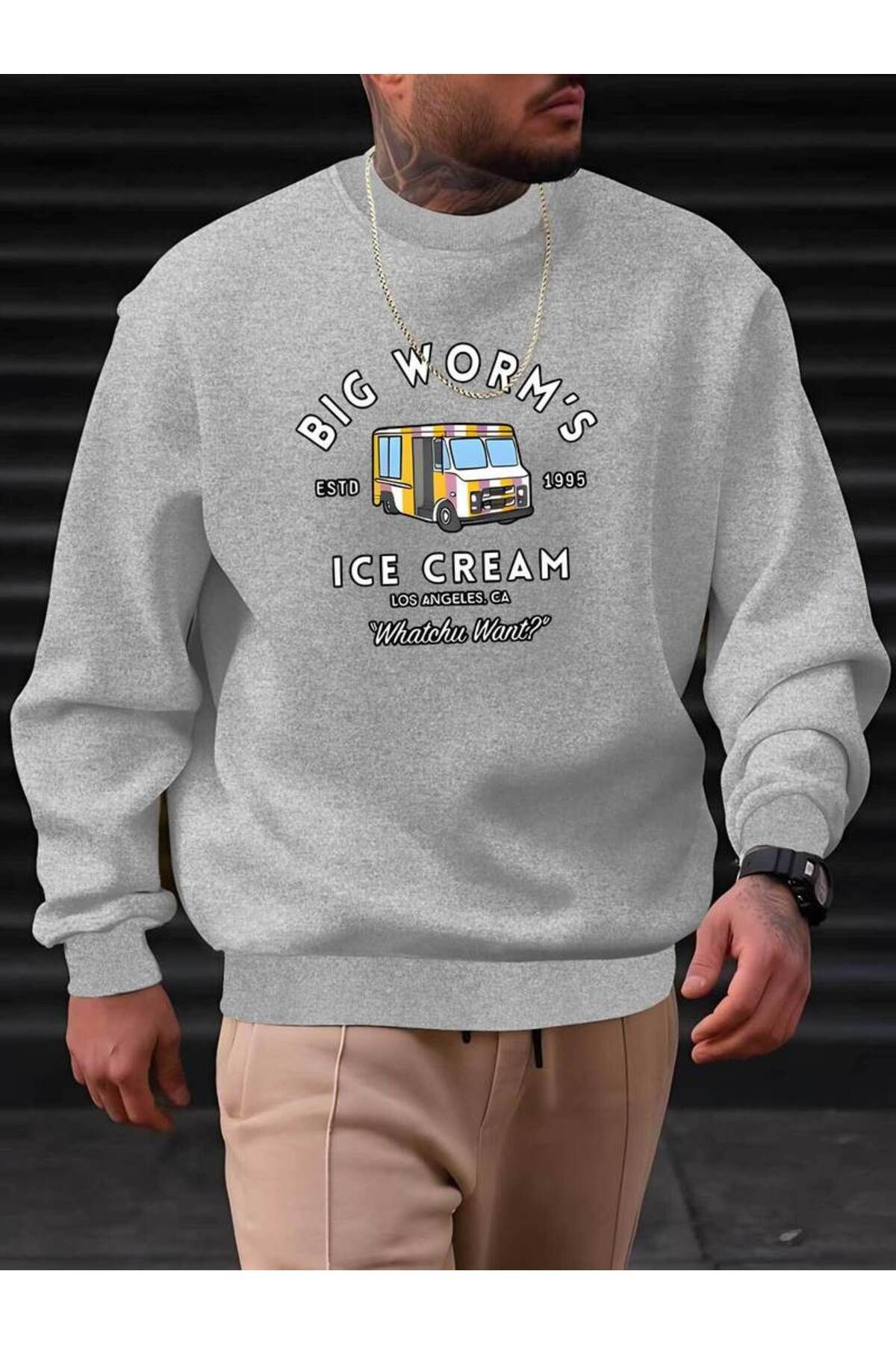 ModaSphere Ice Cream Baskılı Bisiklet Yaka Sweatshirt