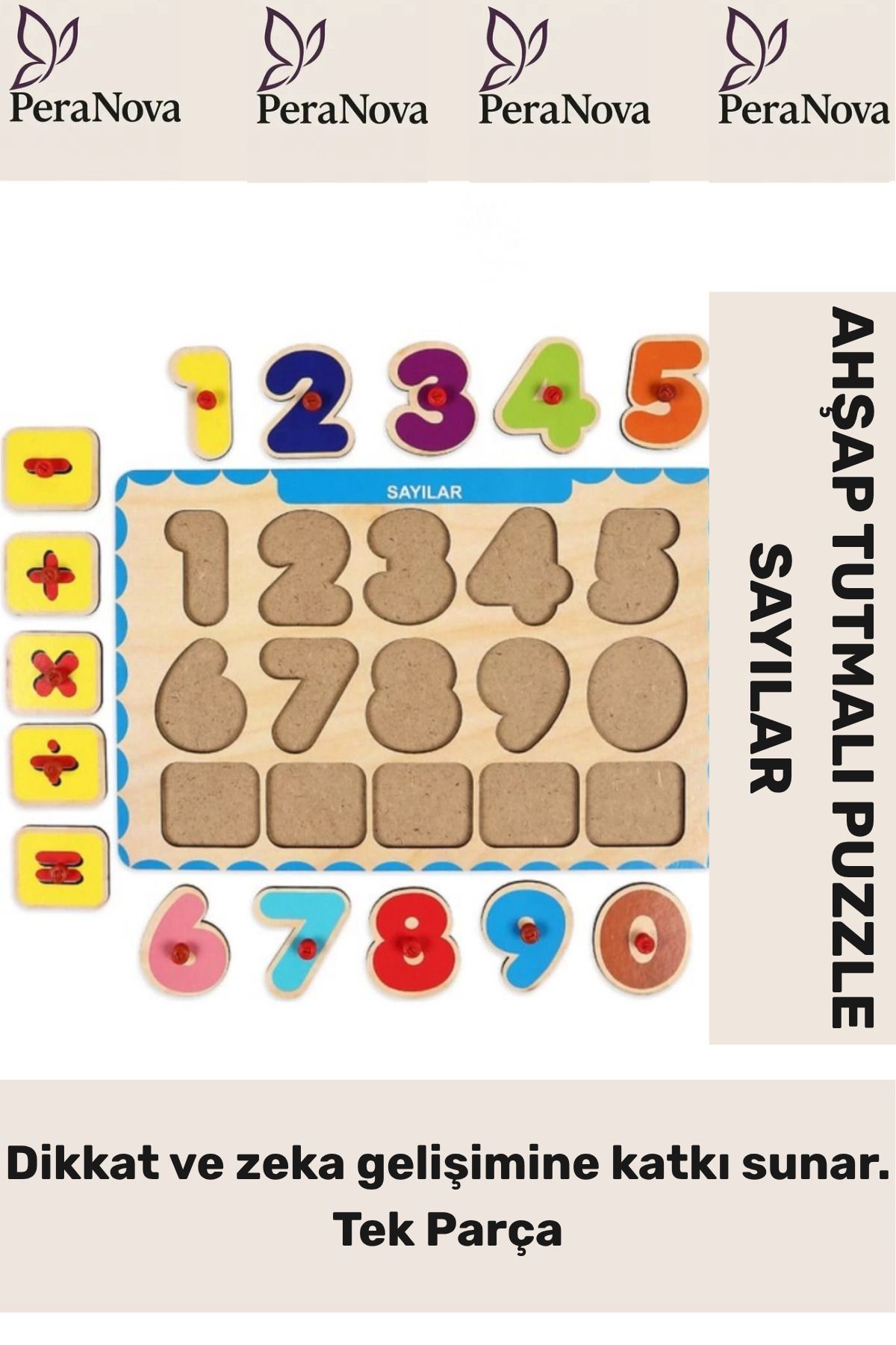 PeraNova Özel Seri Eğitici Öğretici Zeka Geliştirici Çocuk Ebeveyn Sayılar Ahşap Tutmalı Puzzle