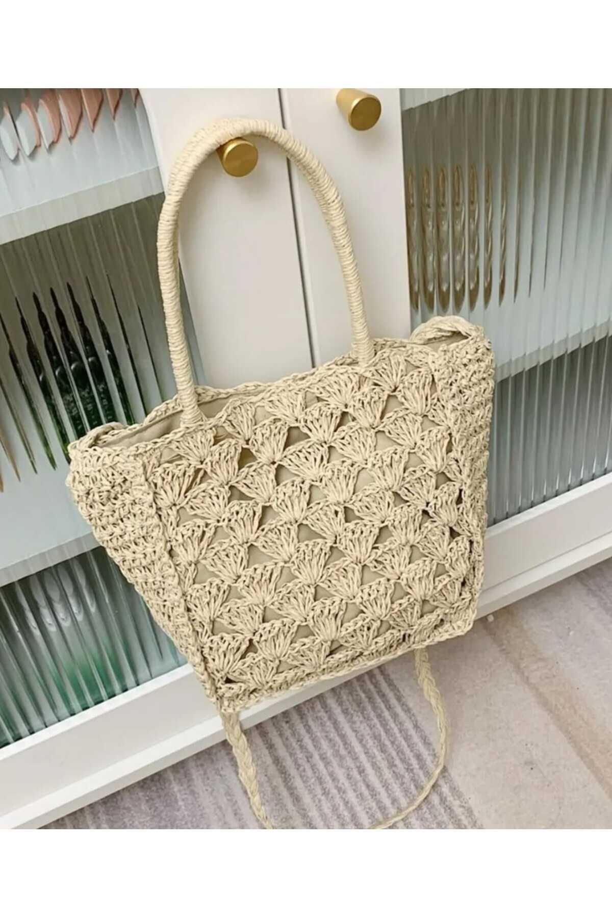 ARTTMACRAME EL YAPIMI HASIR OMUZ ÇANTASI