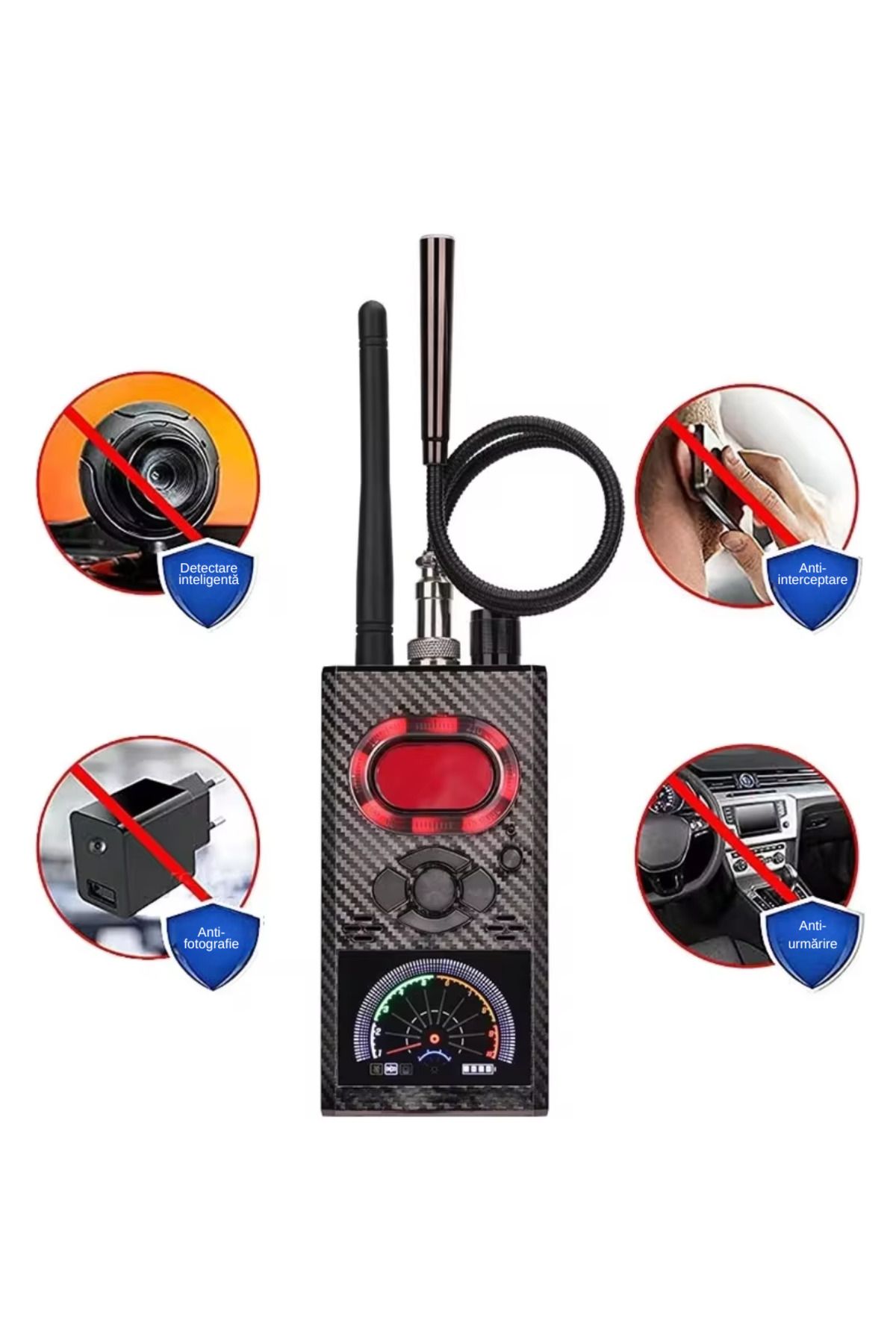 LUDORA-Spy Device Detector, Artificial Intelligence Chip, 10m Detection Range, Detects Cameras, GPS 12