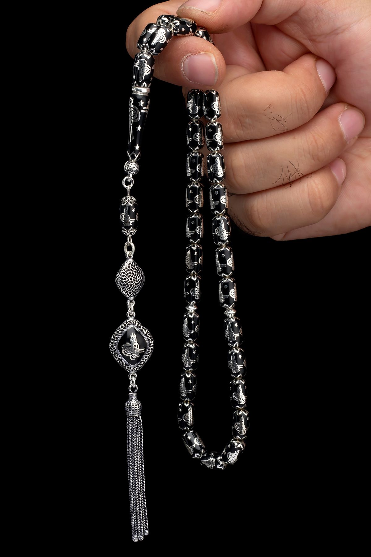 OTTOTESBİH Sertifikalı Gümüş Tespih Osmanlı Tasarım 6.5x11mm 41Gr Kapsül Kesim