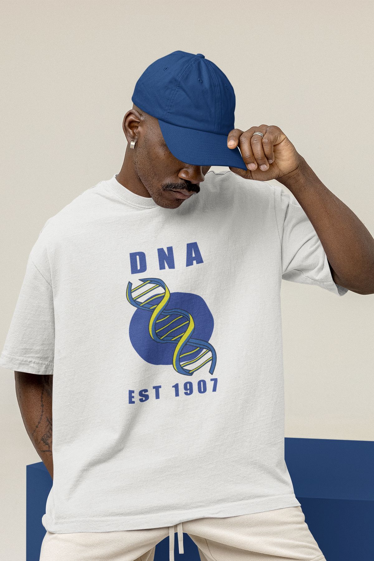 Uniquetex NUBENSE / DENGA-14 - Oversize Unisex DNA Baskılı Beyaz Bisiklet Yaka Taraftar T-shirt (Bilim Tişört)