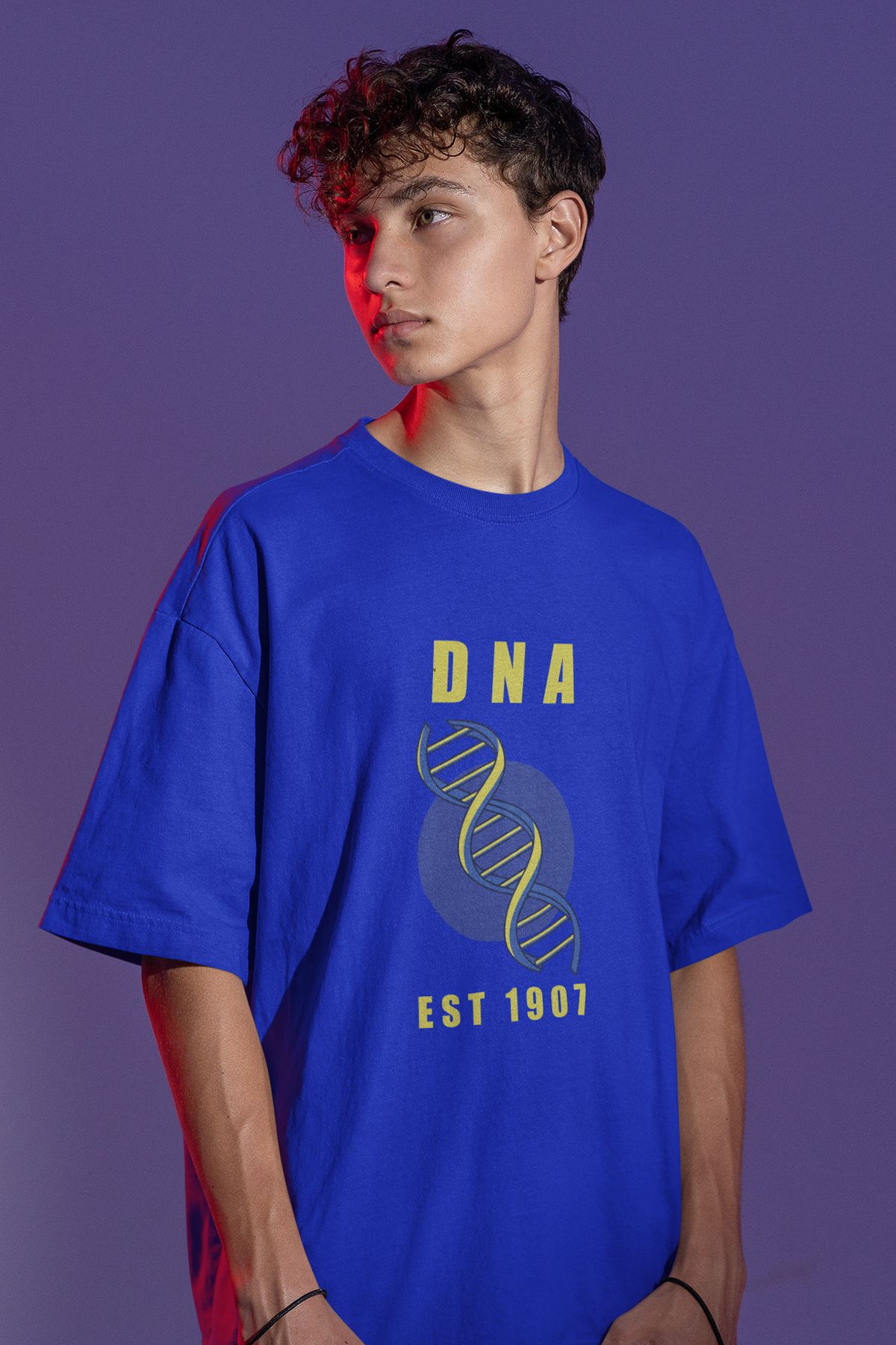 Uniquetex NUBENSE / DENGA-13 - Oversize Unisex DNA Baskılı Sax Bisiklet Yaka Taraftar T-shirt (Bilim Tişört)