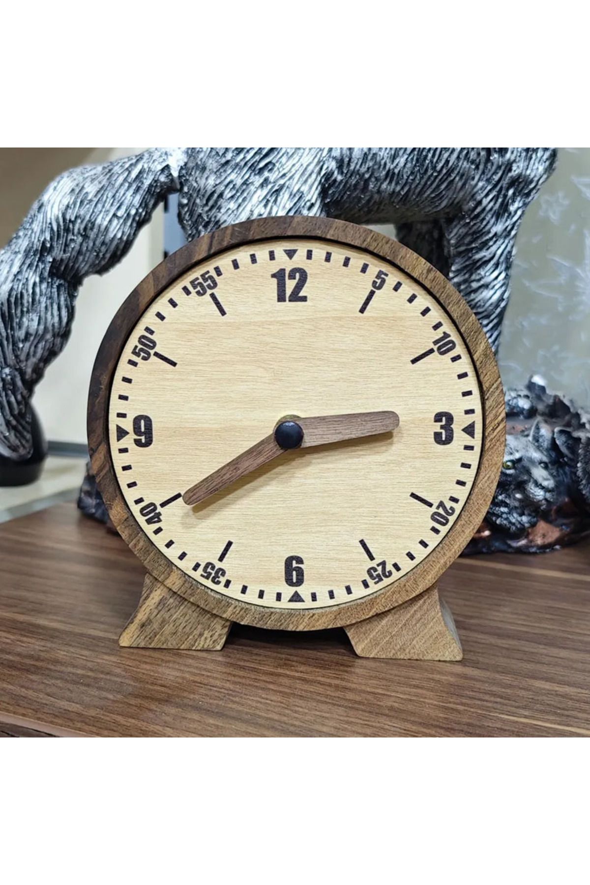 CNZ WOOD Ceviz Ağacı Ahşap Masa Saati
