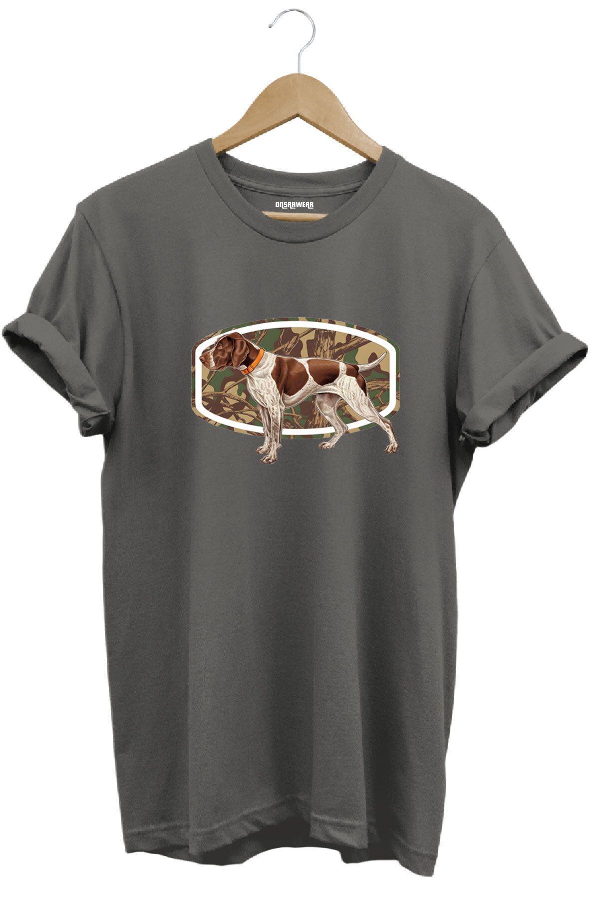 onsrawear Avcılık Pointer Av Köpeği Tasarım Baskılı Unisex %100 Pamuk Basic T-shirt