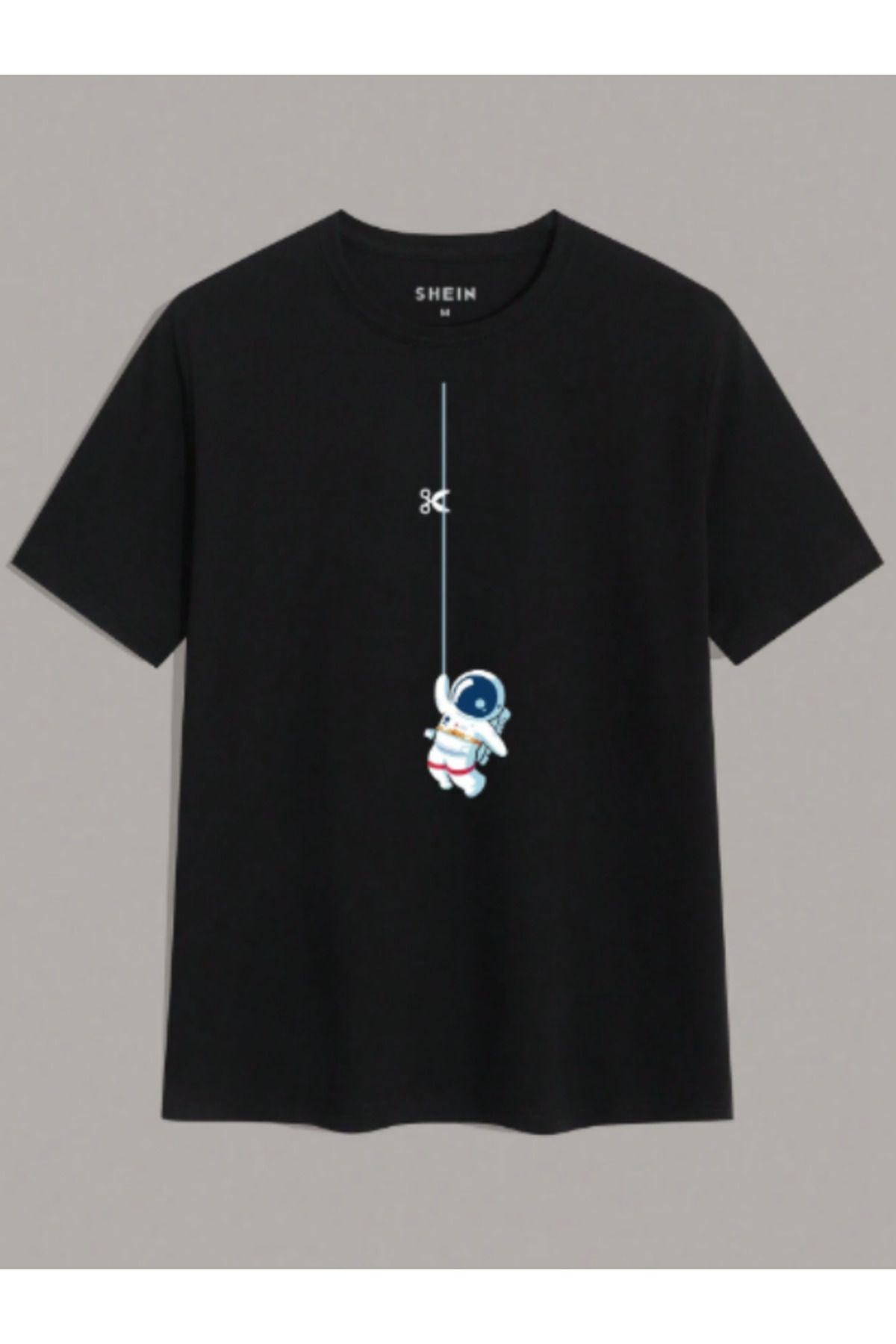 HY FASHION Unisex Erkek Siyah Baskılı Oversize Pamuklu Bisiklet Yaka Salaş T-Shirt