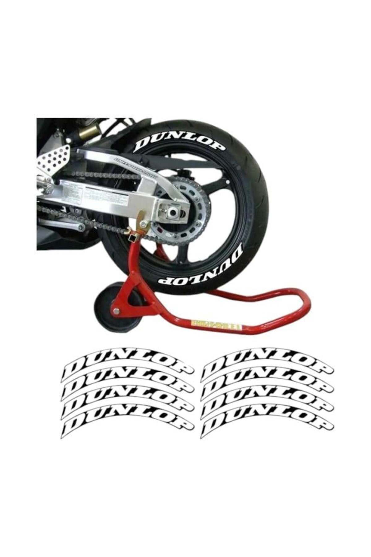 Motolider Lastik Yanak Yazısı 3D Beyaz Dunlop