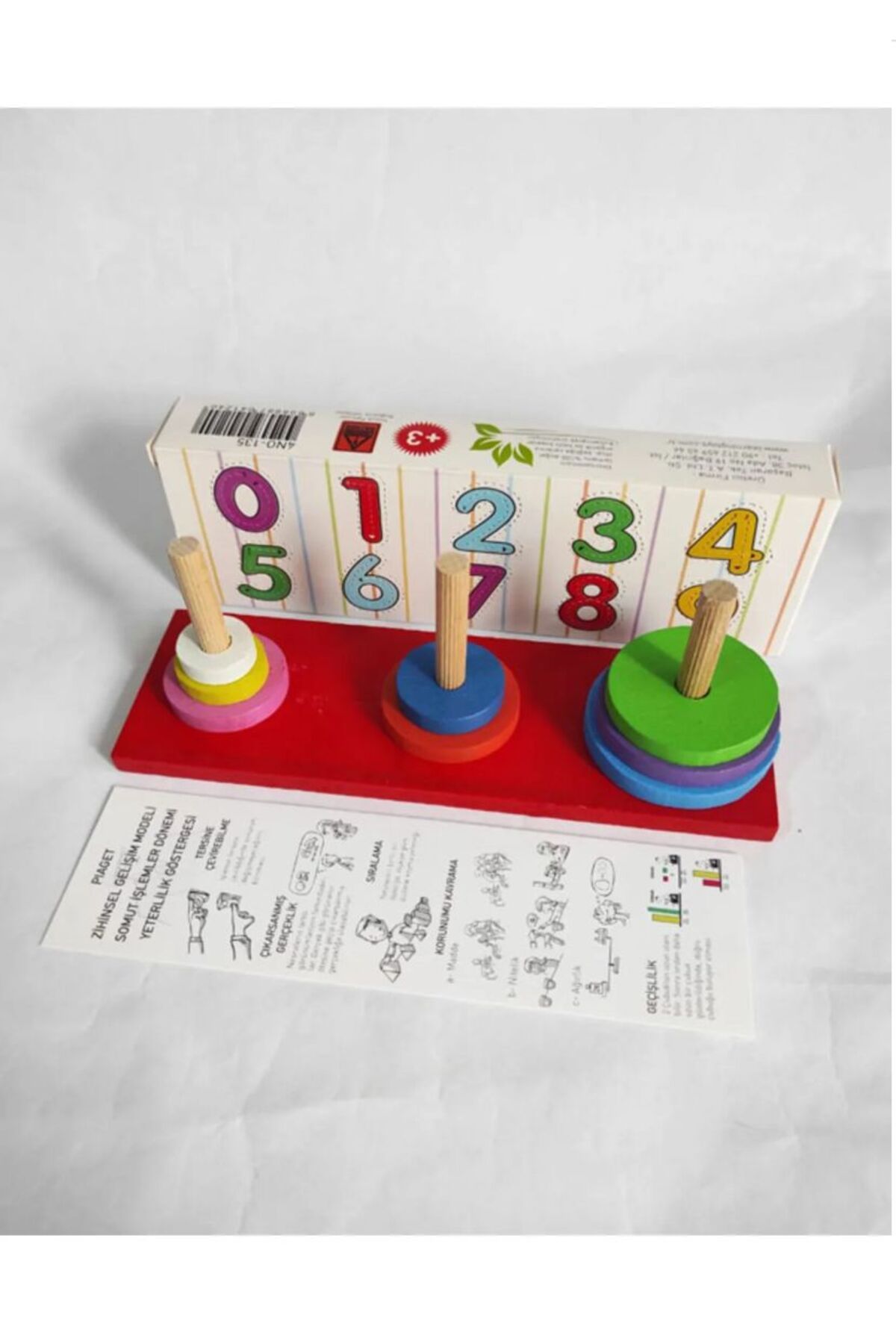 Luzay Hanoi Kuleleri Zeka Oyunu Ahşap Oyuncak 8 Diskli Eğitici Oyuncak Montessori Dikkat Geliştirme 18 cm