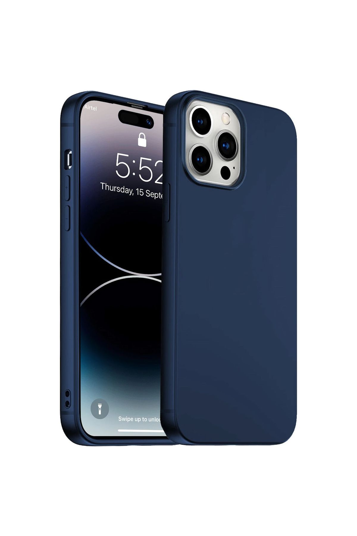 AnındaGelir iPhone 15 Pro Max Lacivert Lansman Arka Kapak Silikon Kılıf