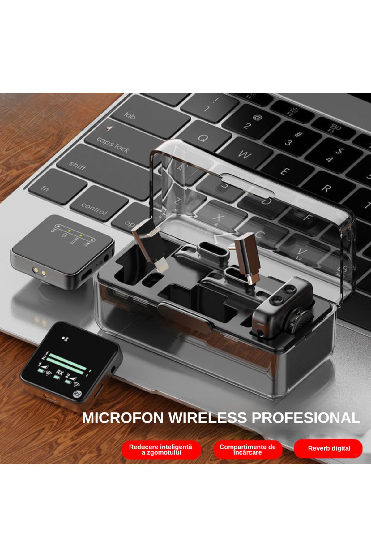 LUDORA-Lavaliera wireless, conectare wireless 2.4G, reducere zgomot, compatibil android/ios/camera video 5