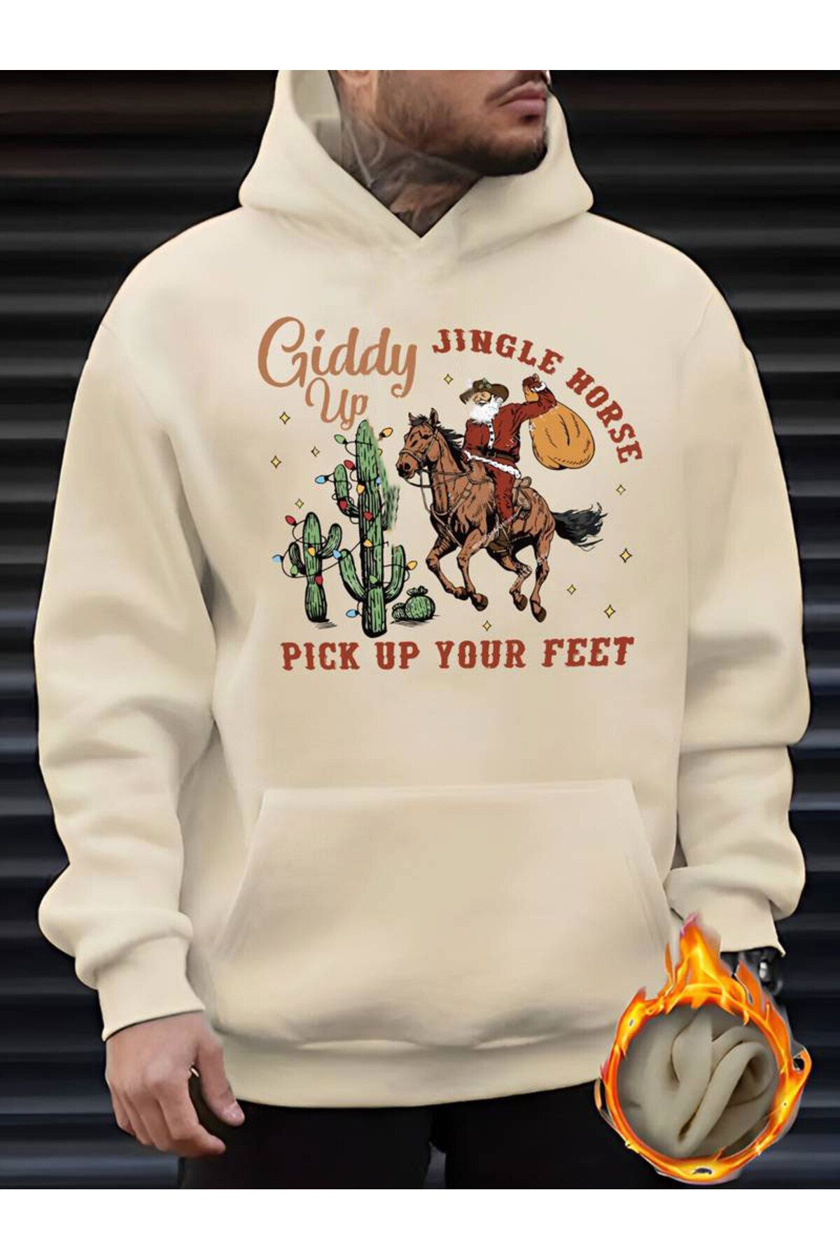 ModaSphere Noel Baskılı Kapüşonlu Sweatshirt